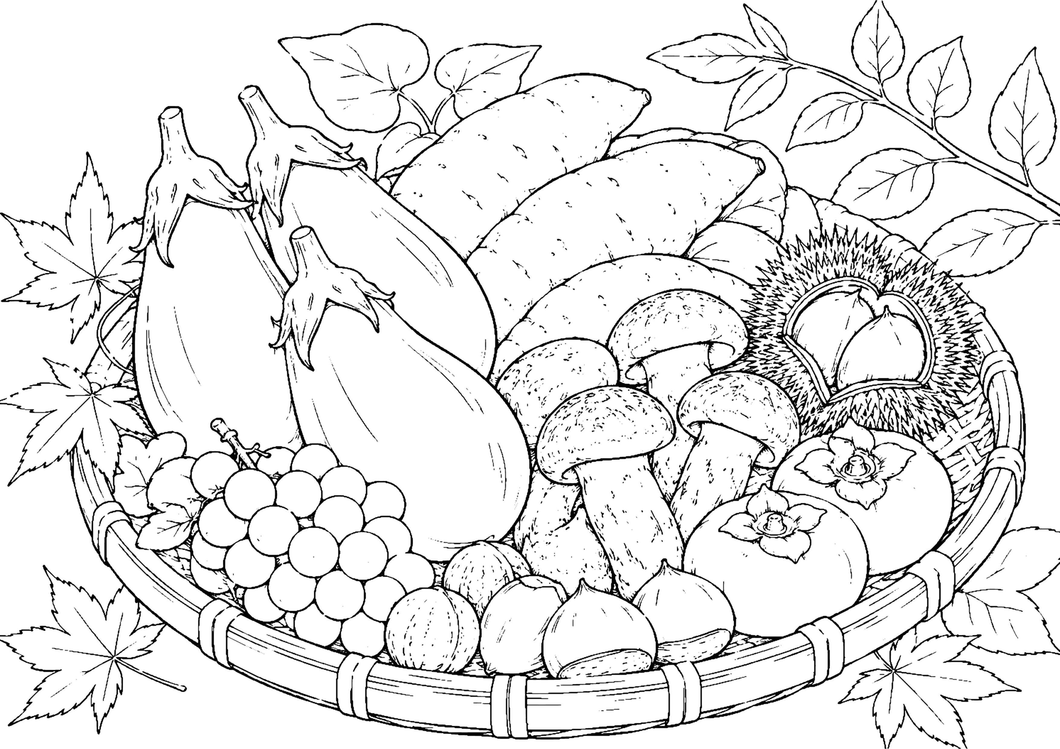 秋の味覚 塗り絵