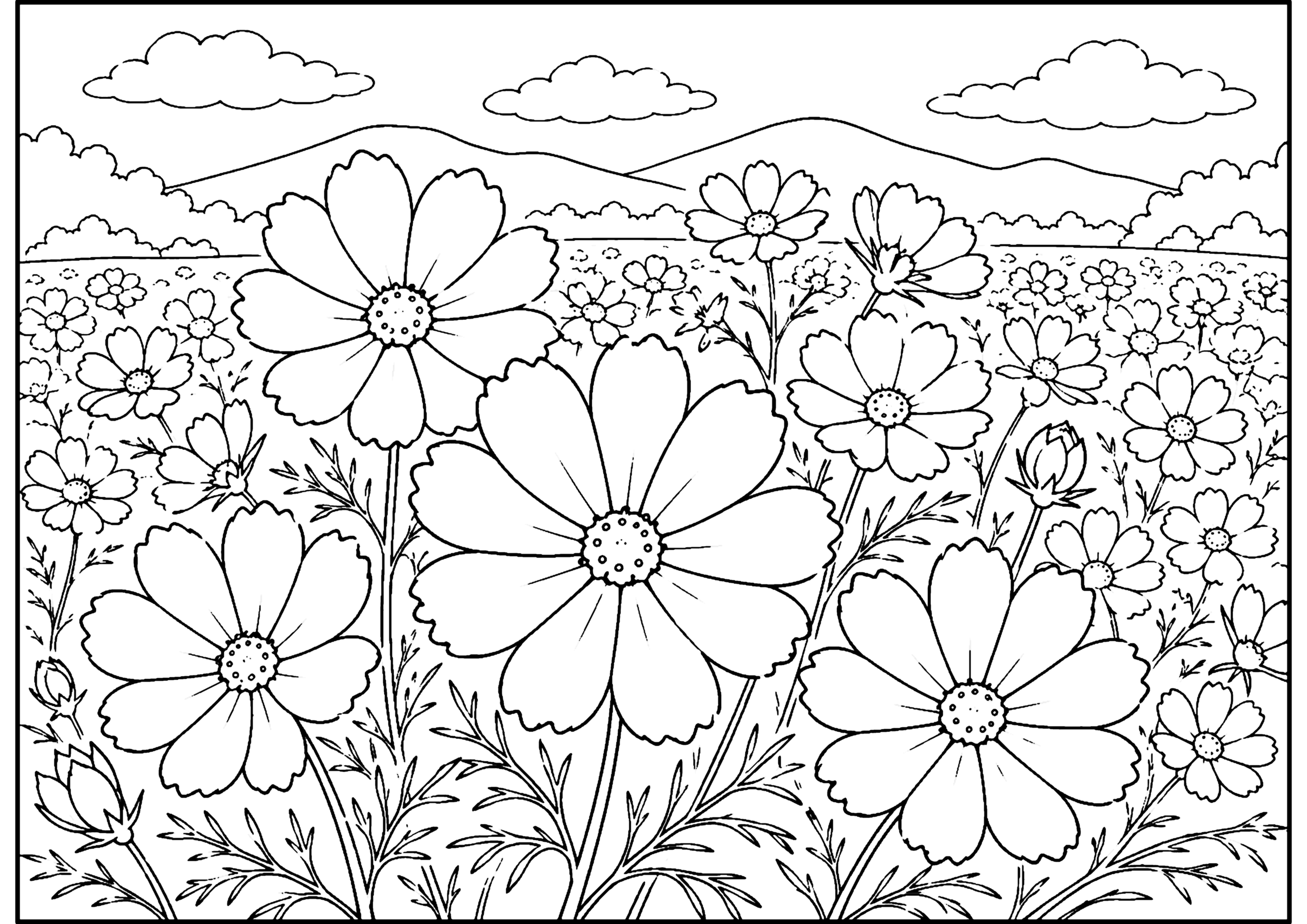 コスモス2 塗り絵