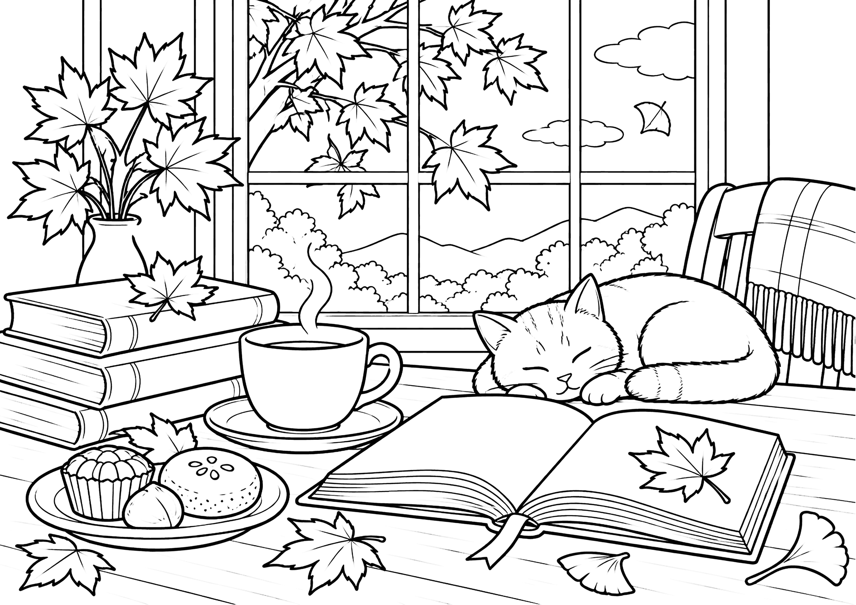 読書の秋 塗り絵