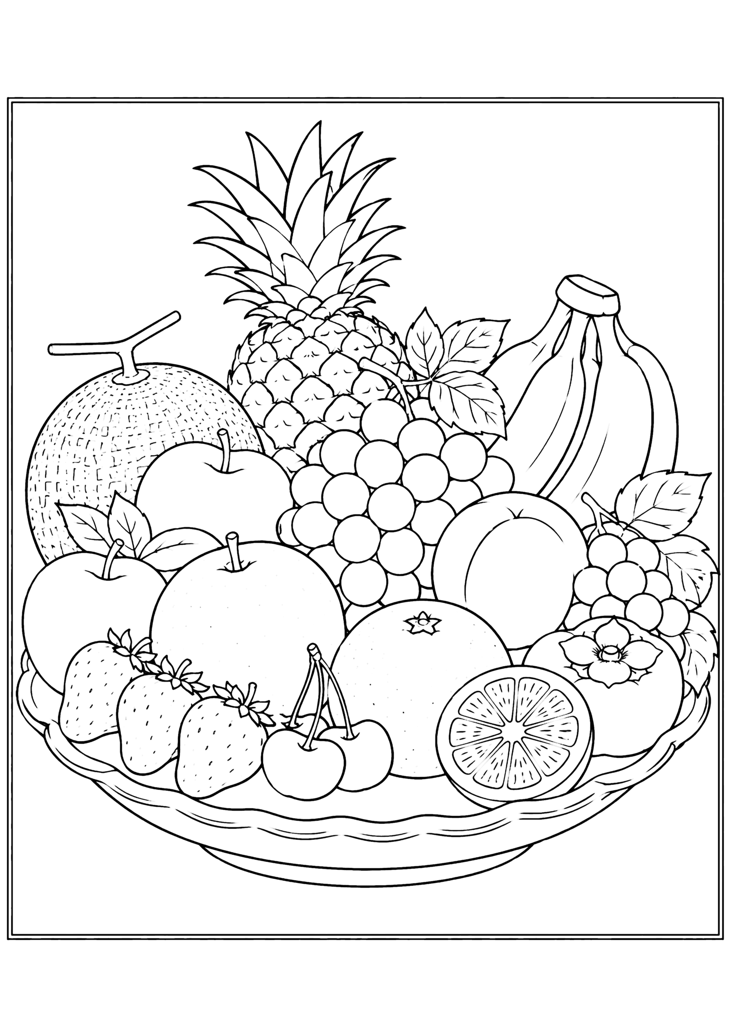 フルーツボウル 塗り絵