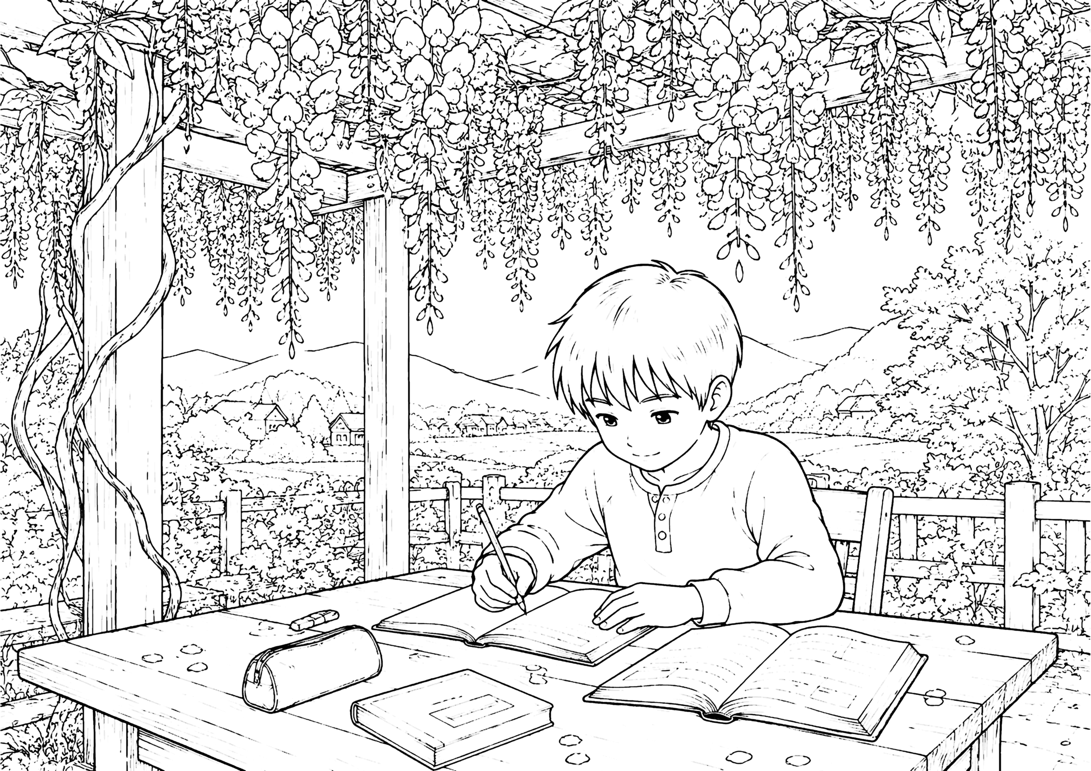 藤棚 塗り絵