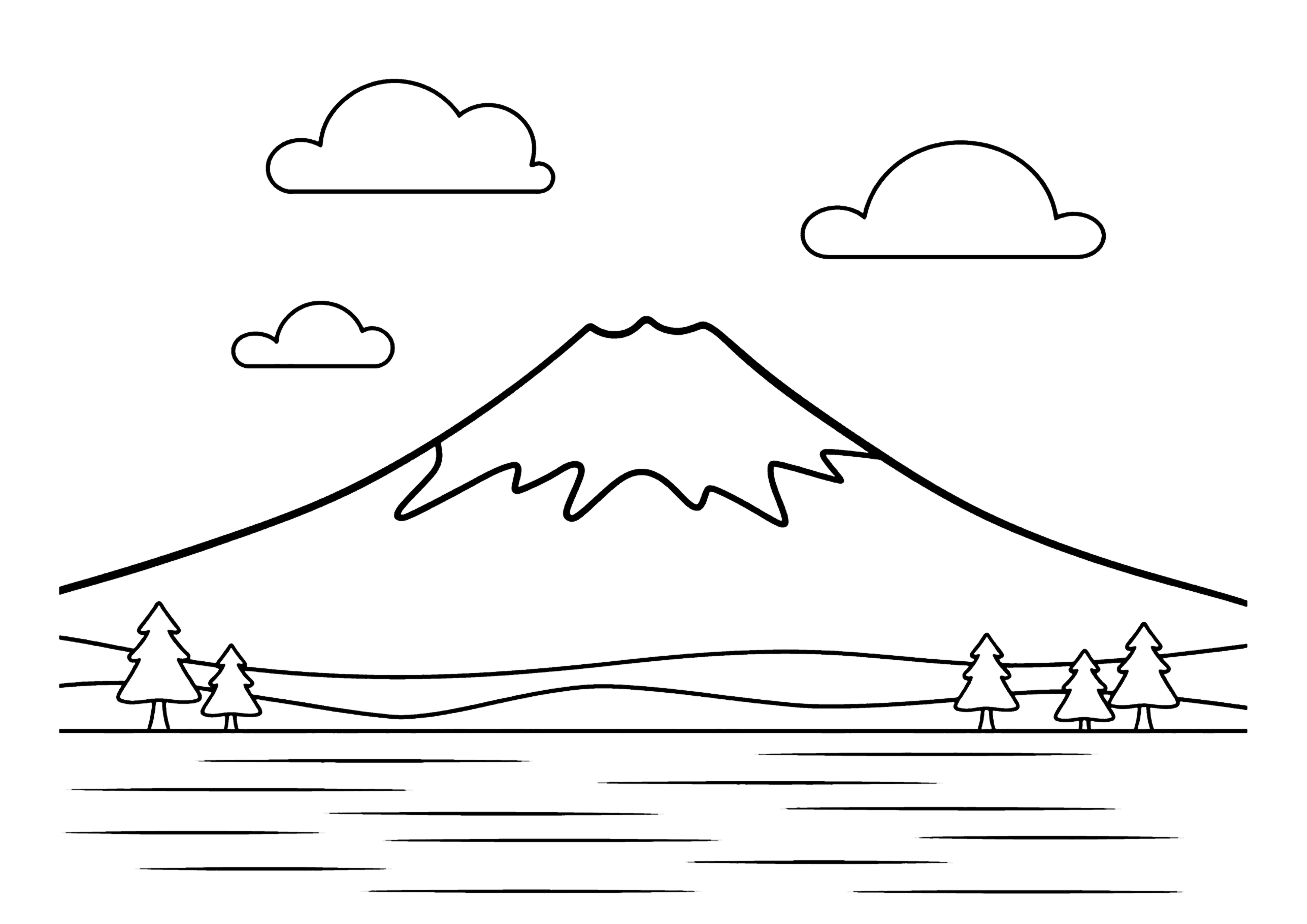 富士山 塗り絵