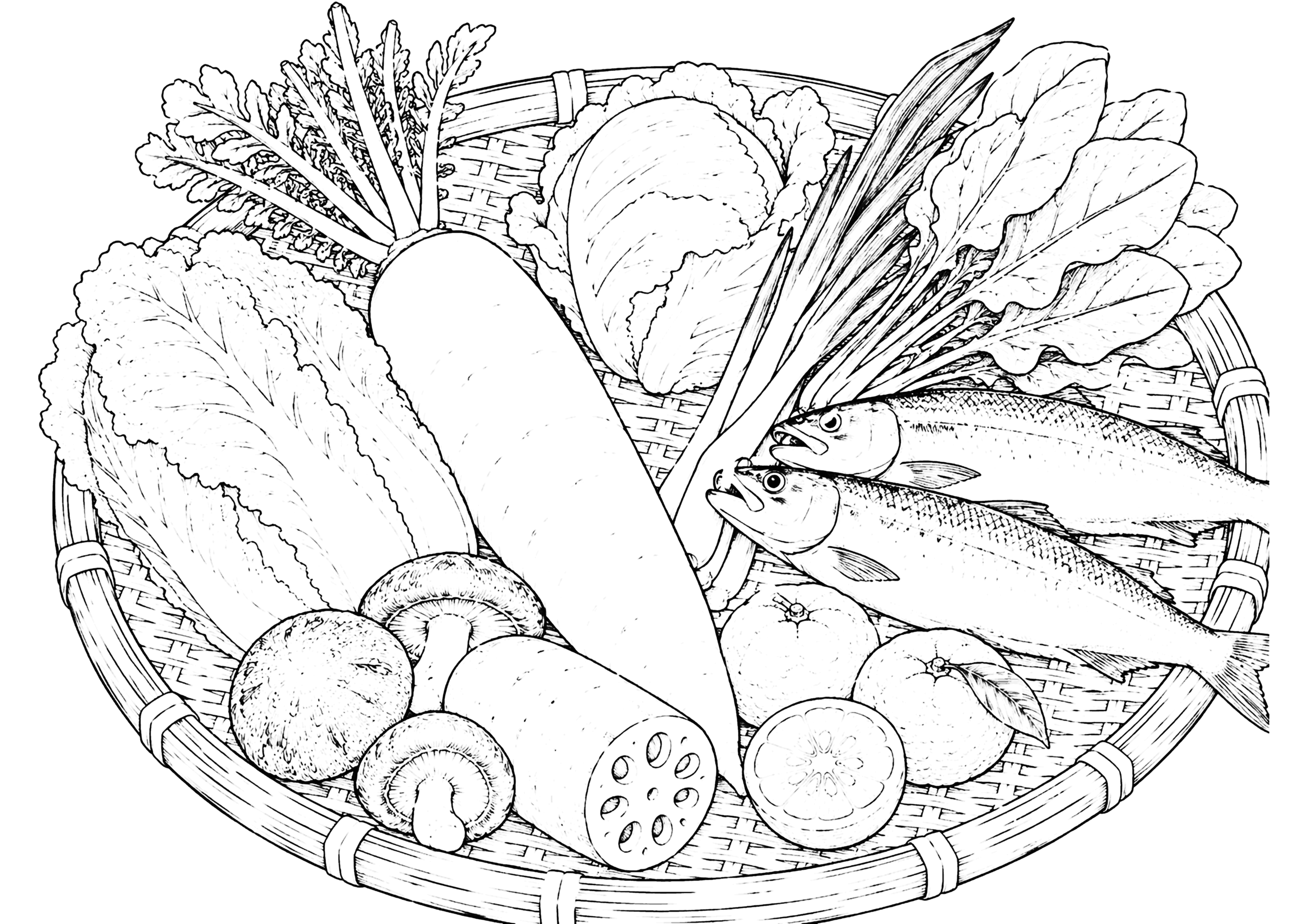 冬の食材 塗り絵