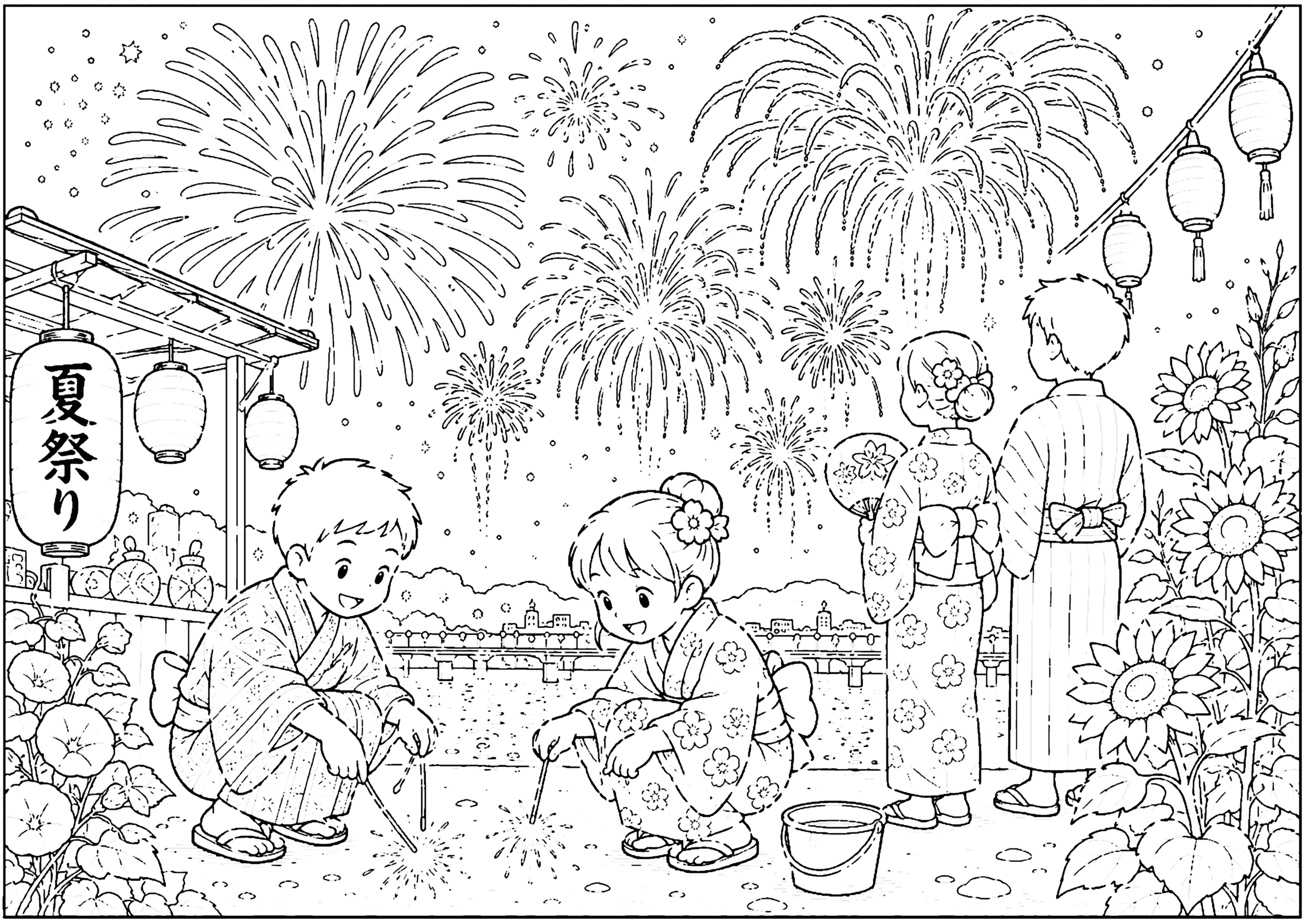 花火 塗り絵
