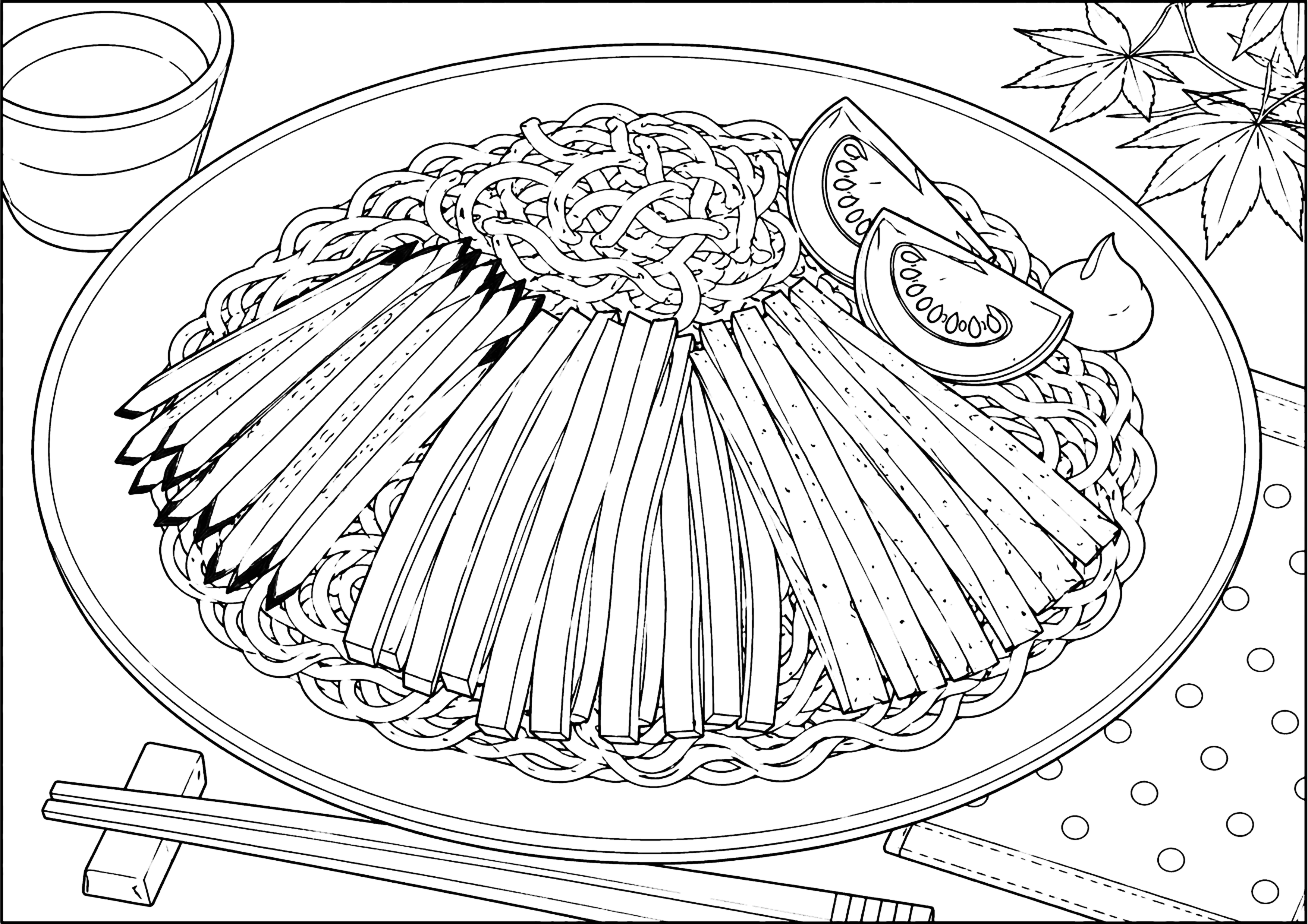 冷やし中華 塗り絵