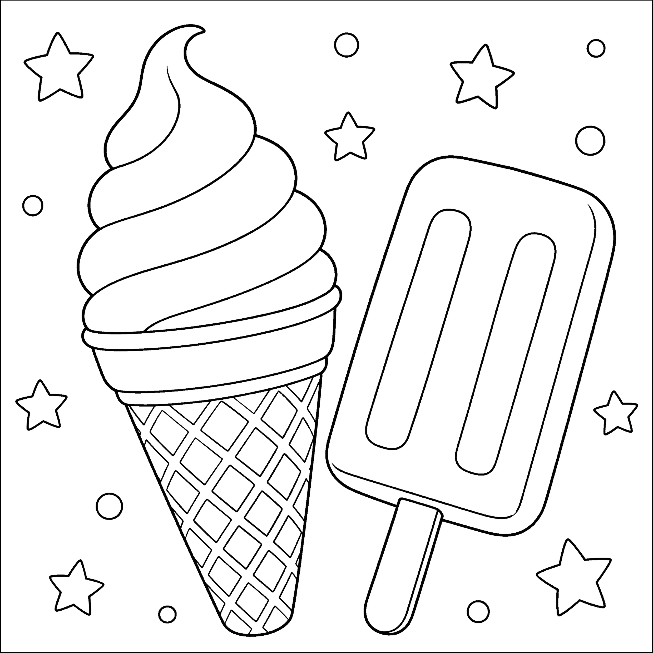 アイスクリーム 塗り絵