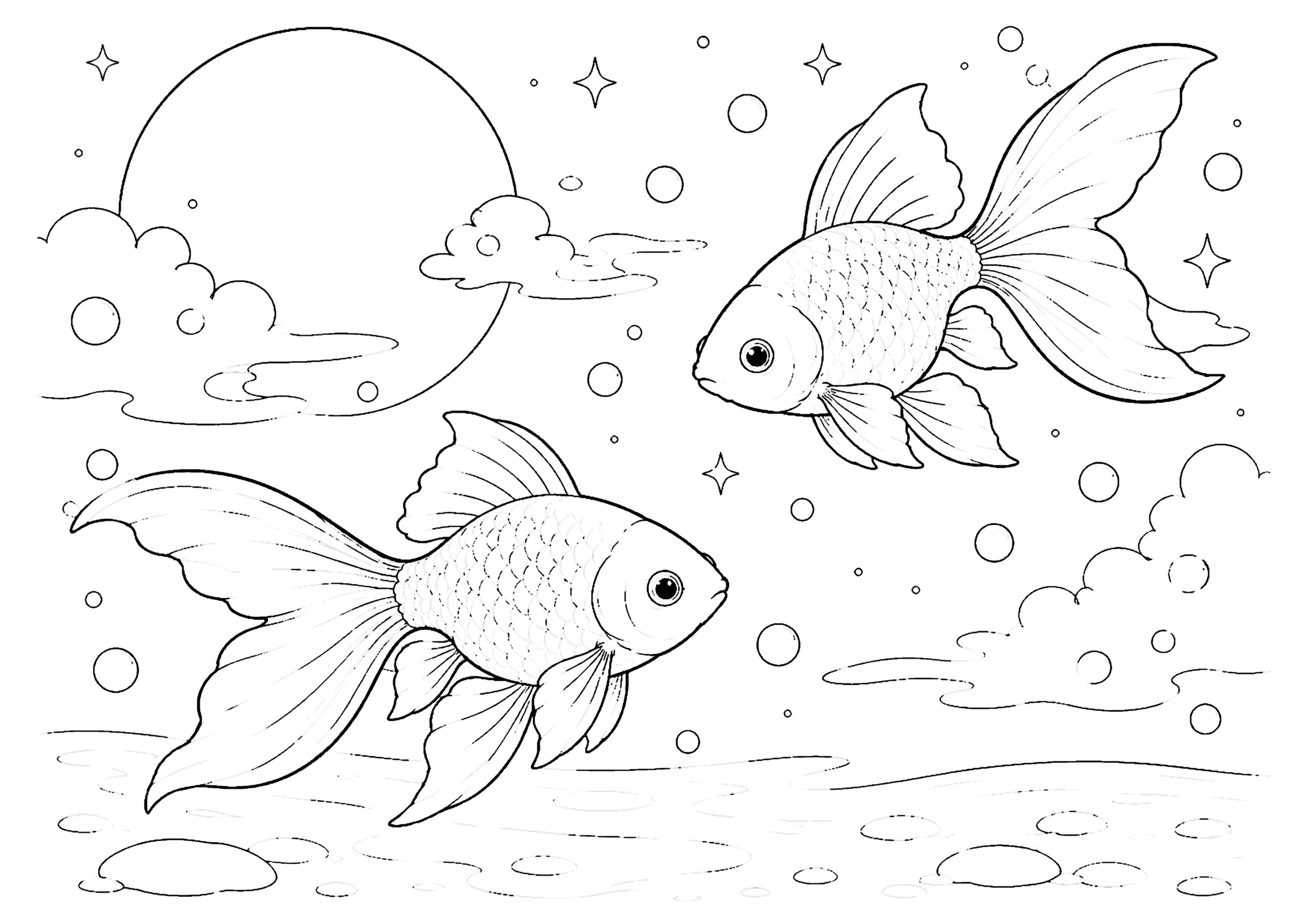 金魚 塗り絵