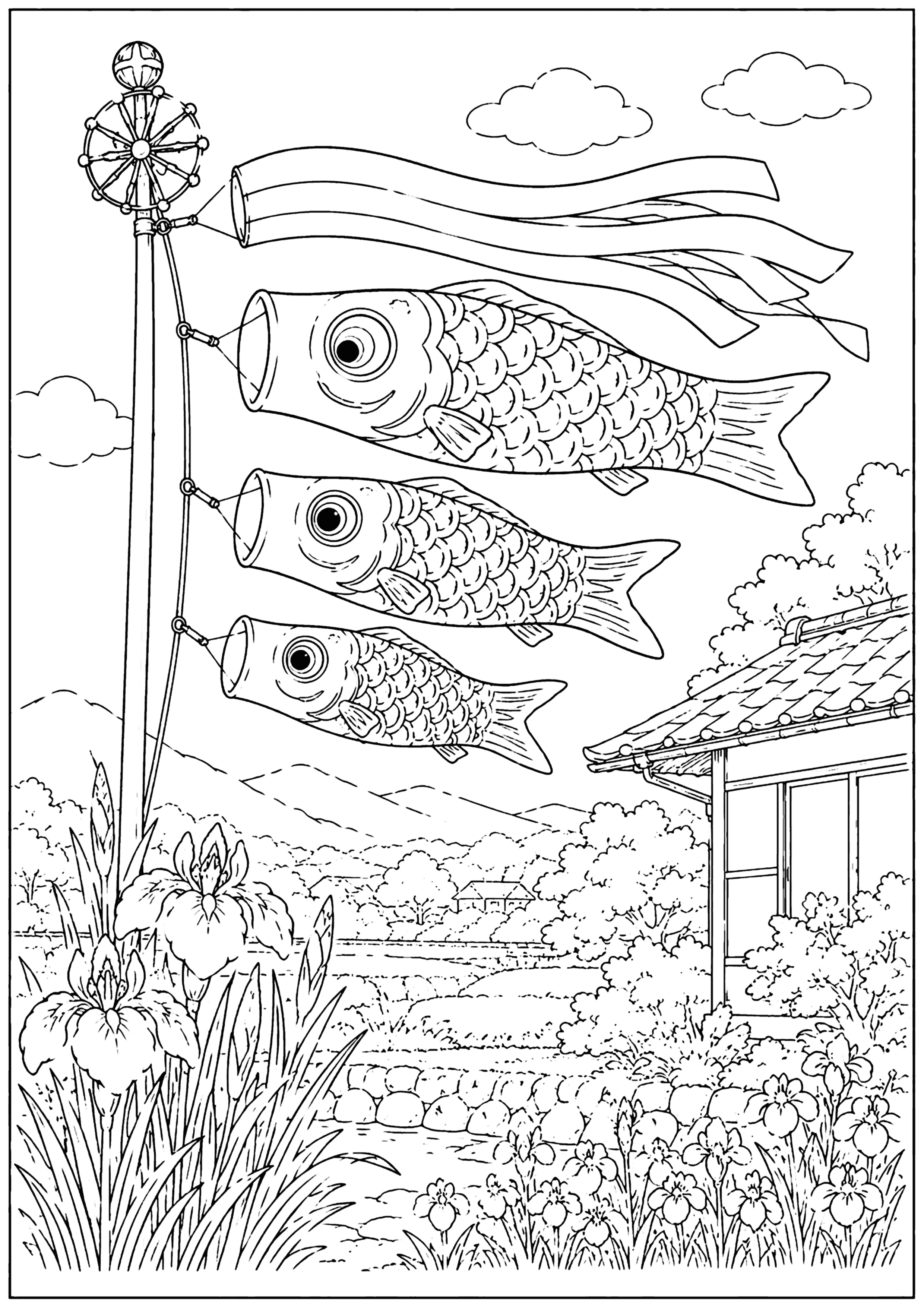 こいのぼり 塗り絵