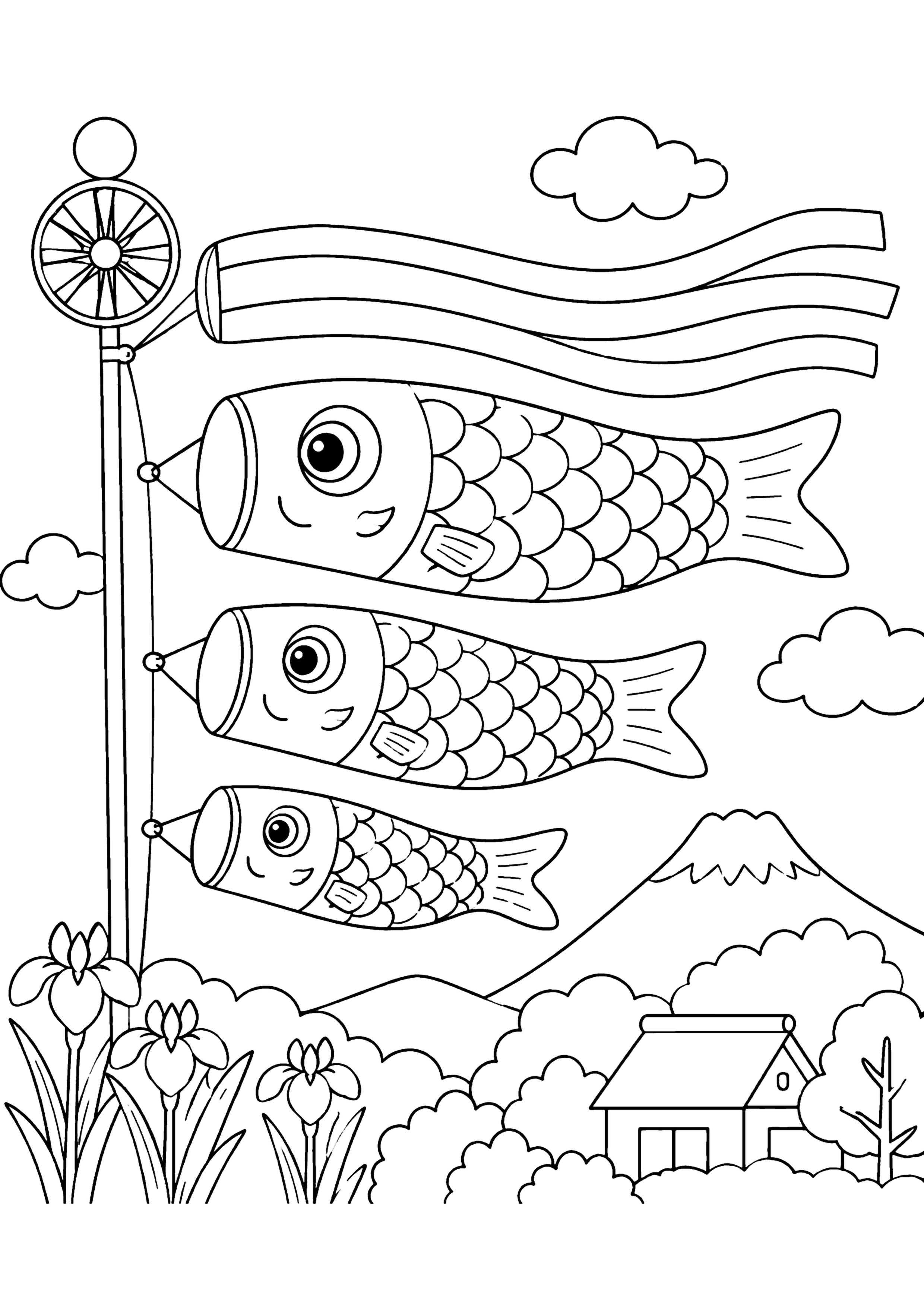 こいのぼり 塗り絵