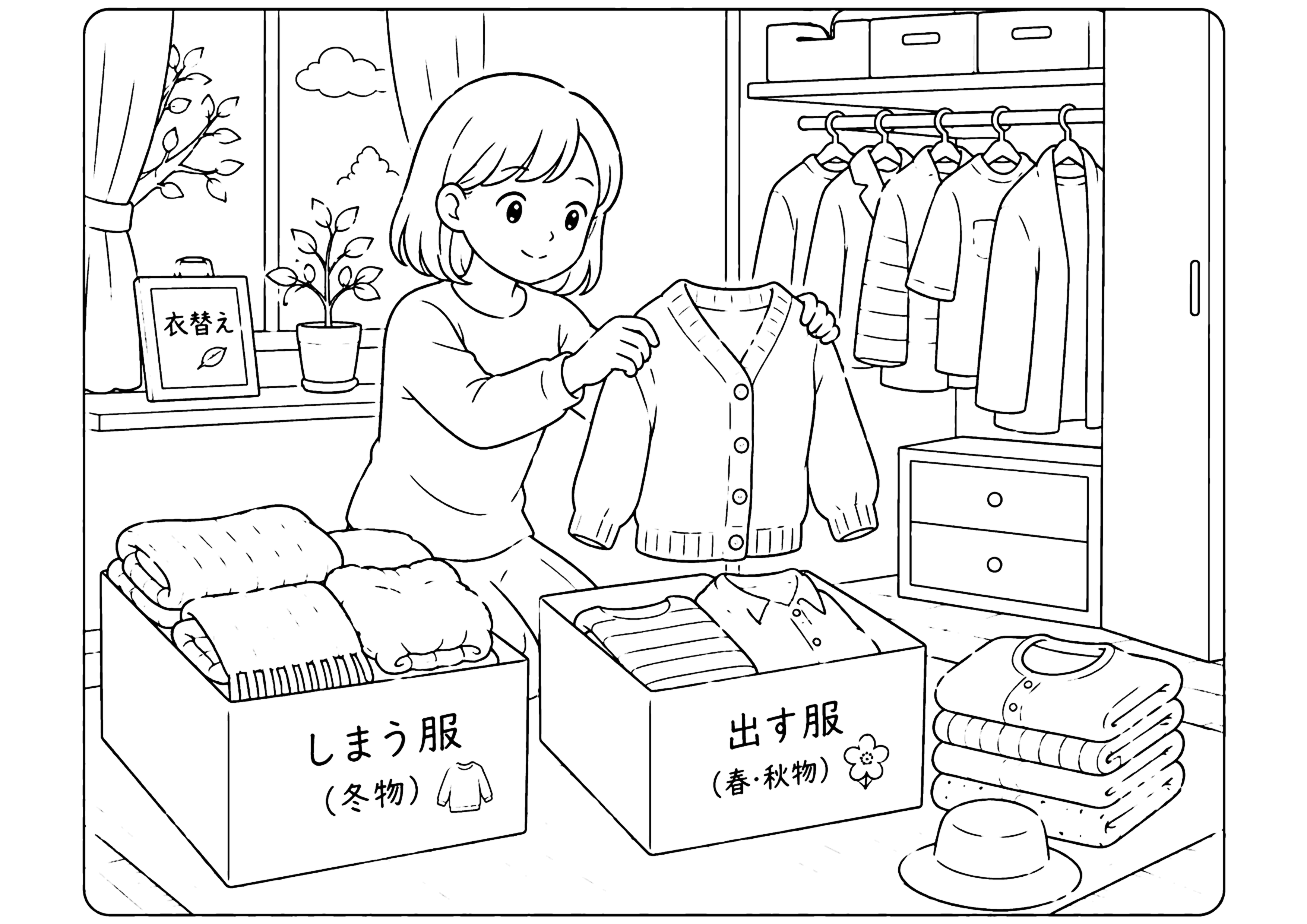 衣替え 塗り絵