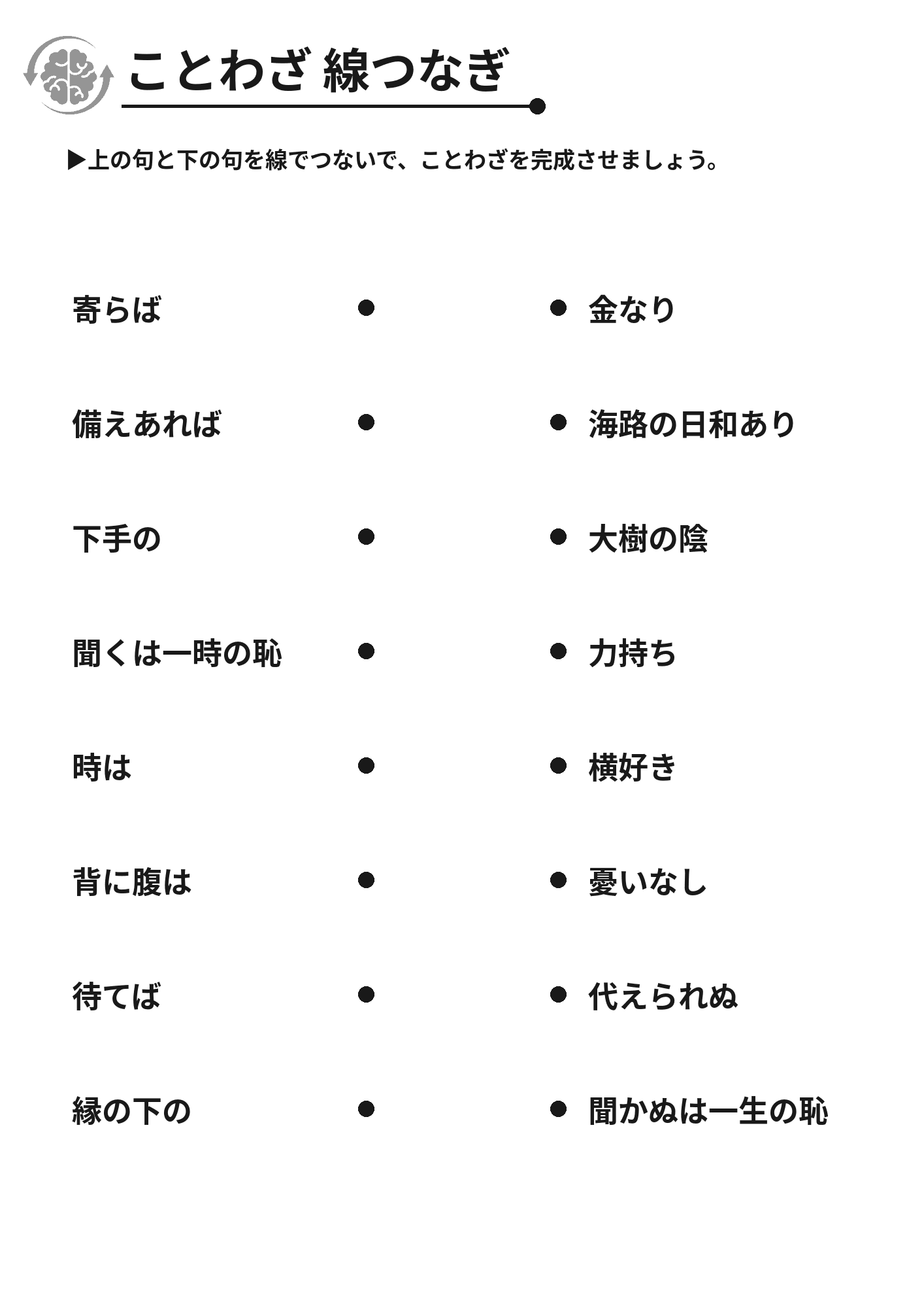 ことわざ 線つなぎ 脳トレプリント