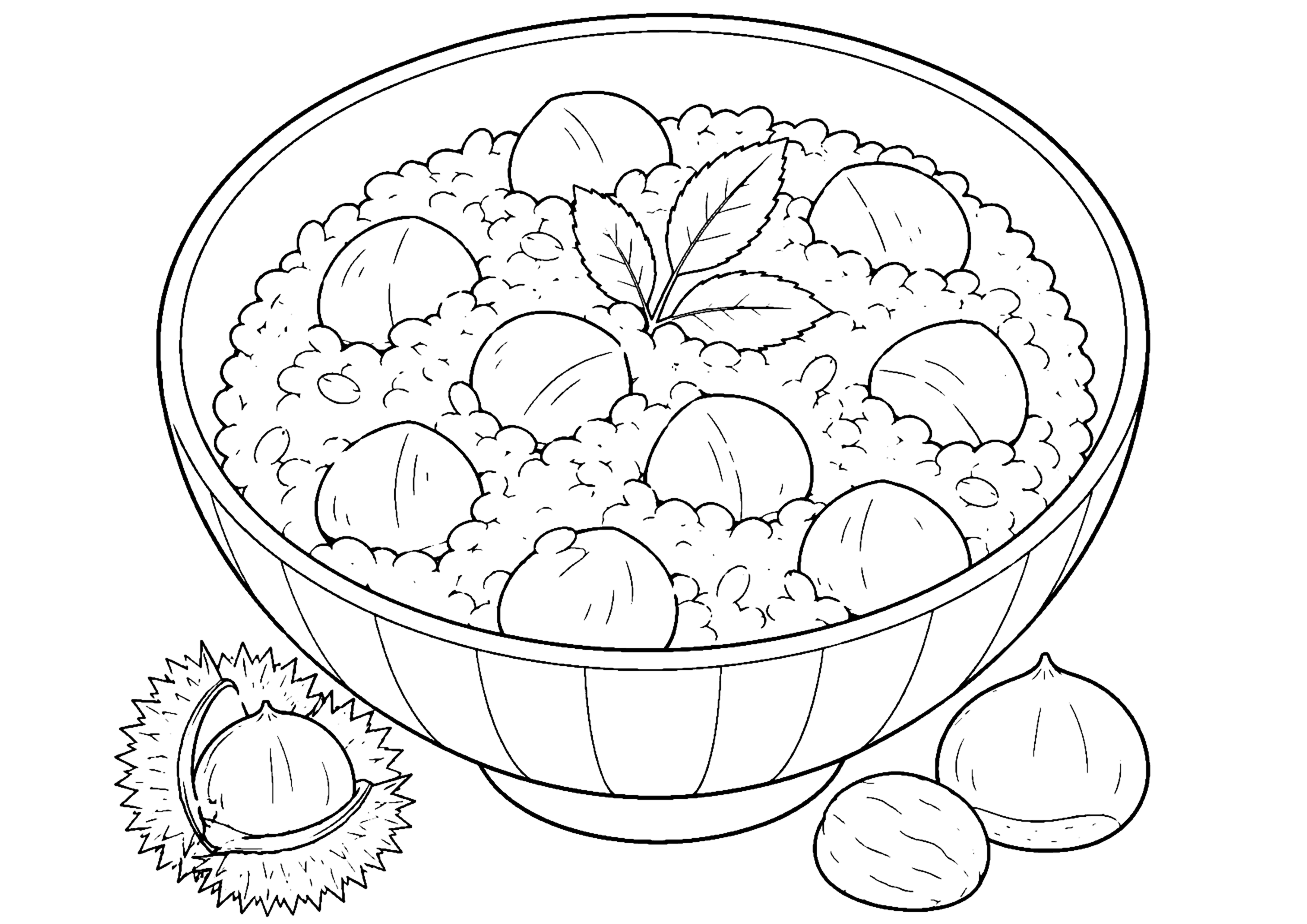 栗ご飯 塗り絵