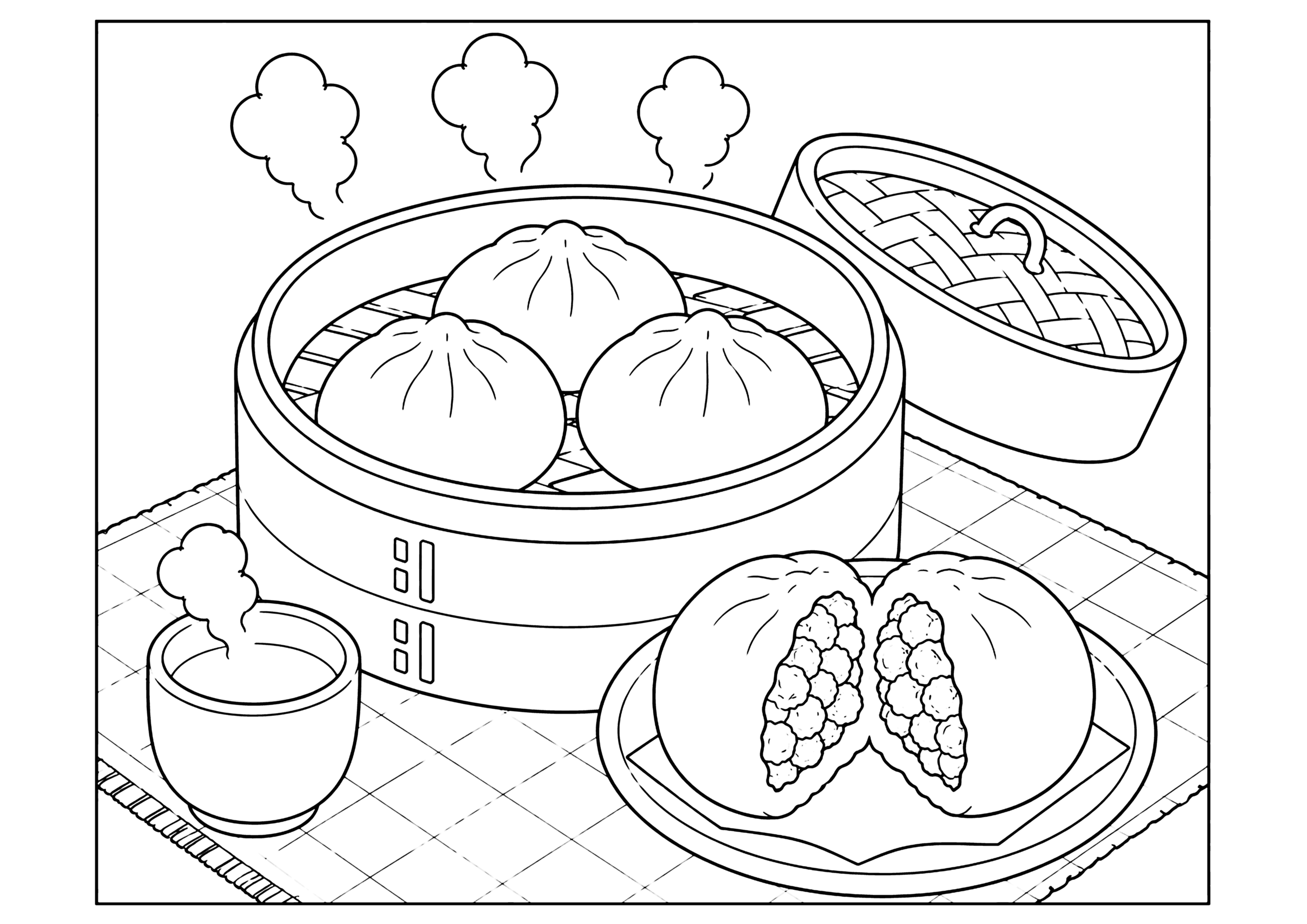 肉まん 塗り絵