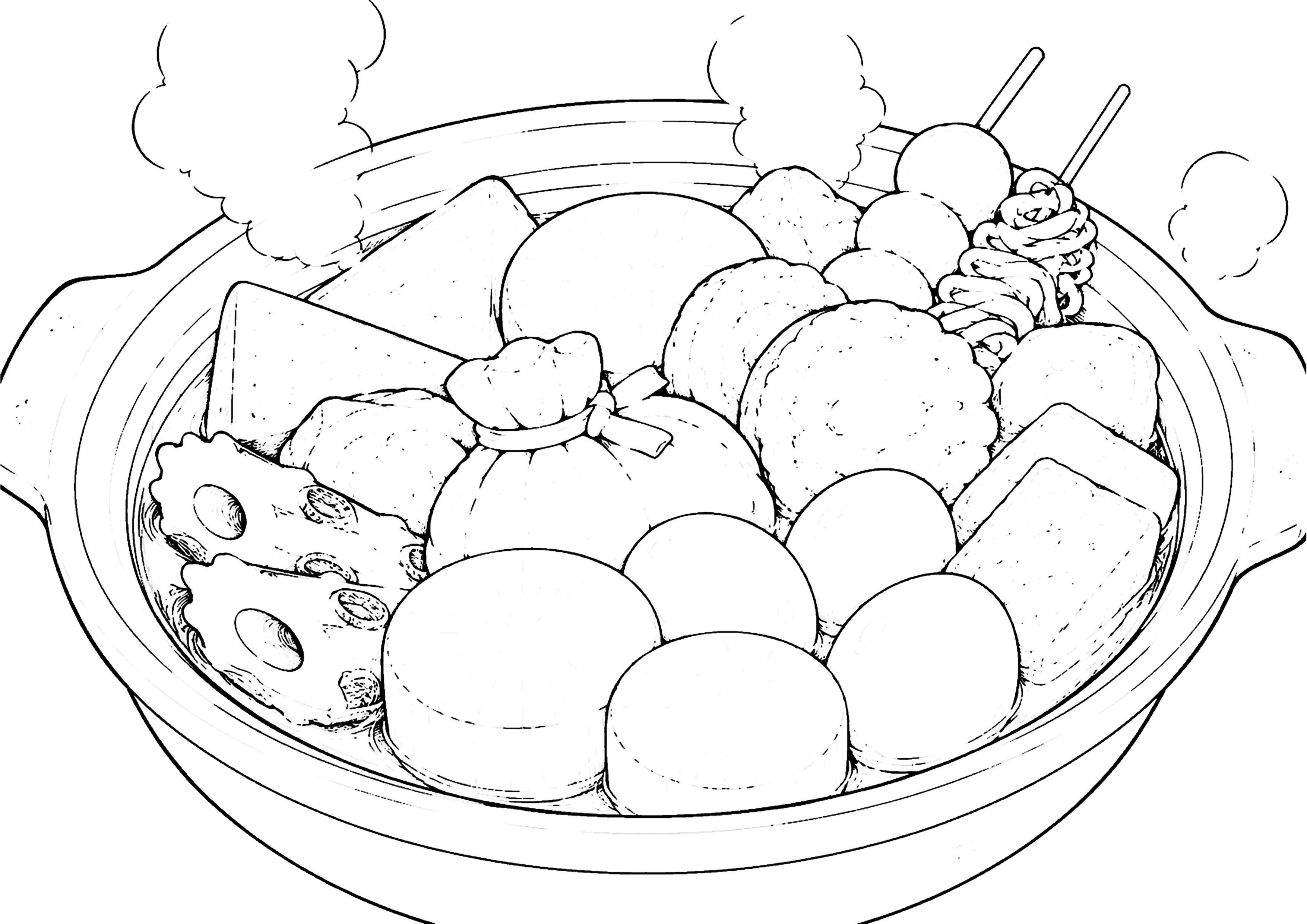 おでん 塗り絵