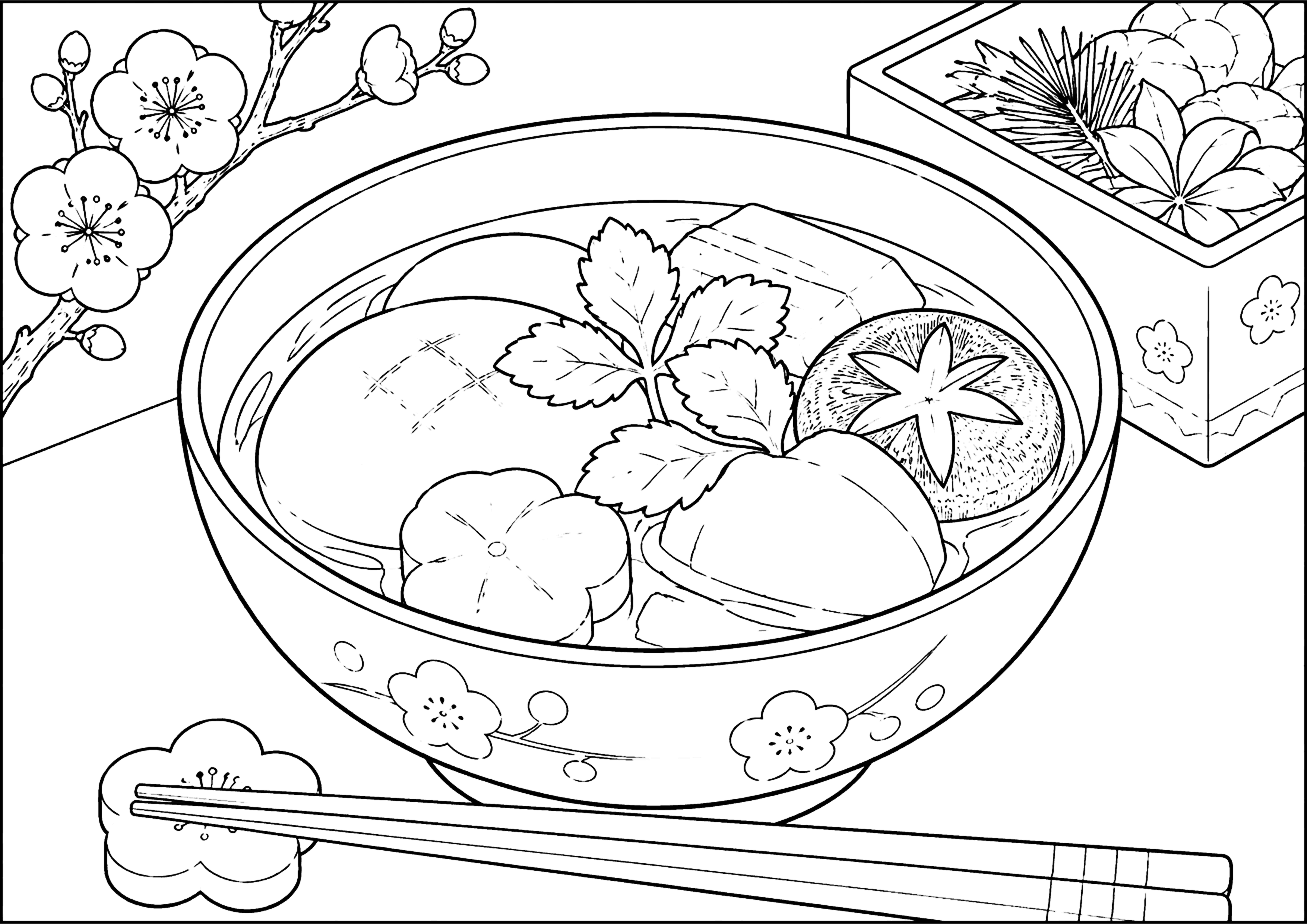 お雑煮 塗り絵