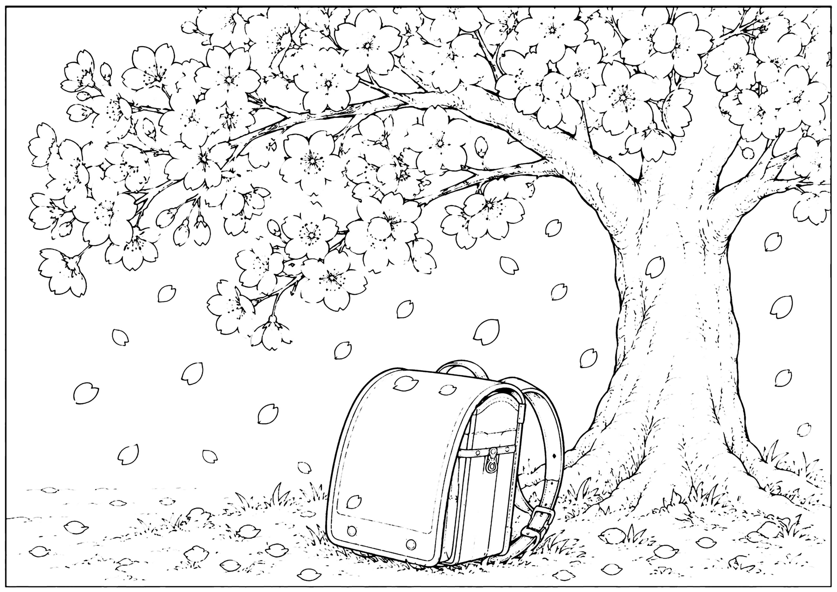 桜の木 塗り絵
