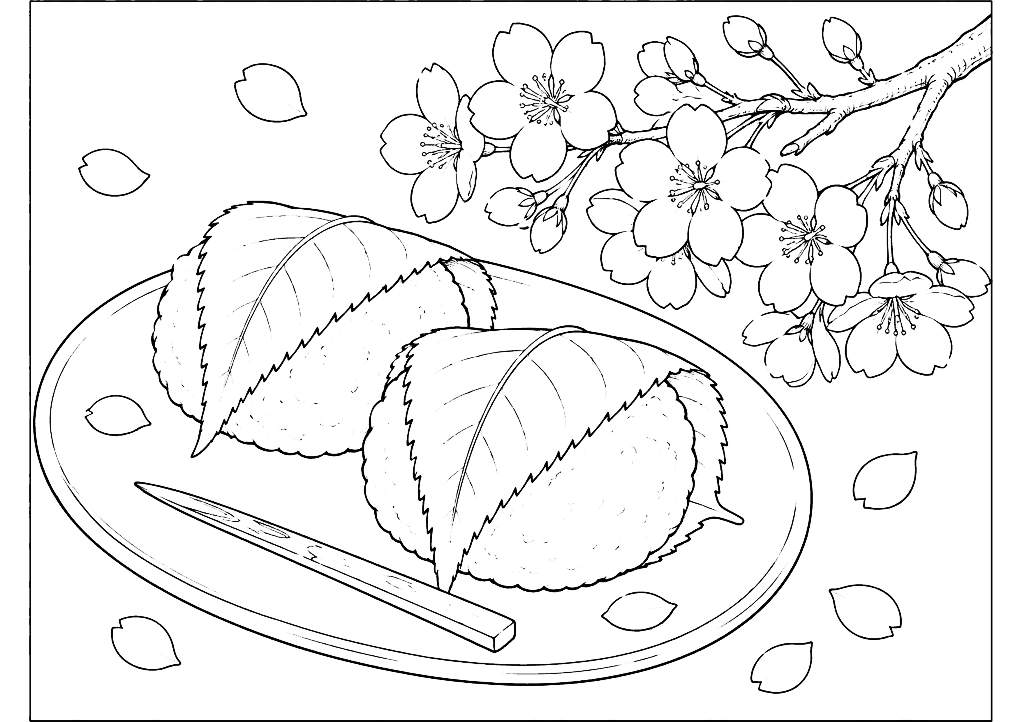 さくらもち 塗り絵