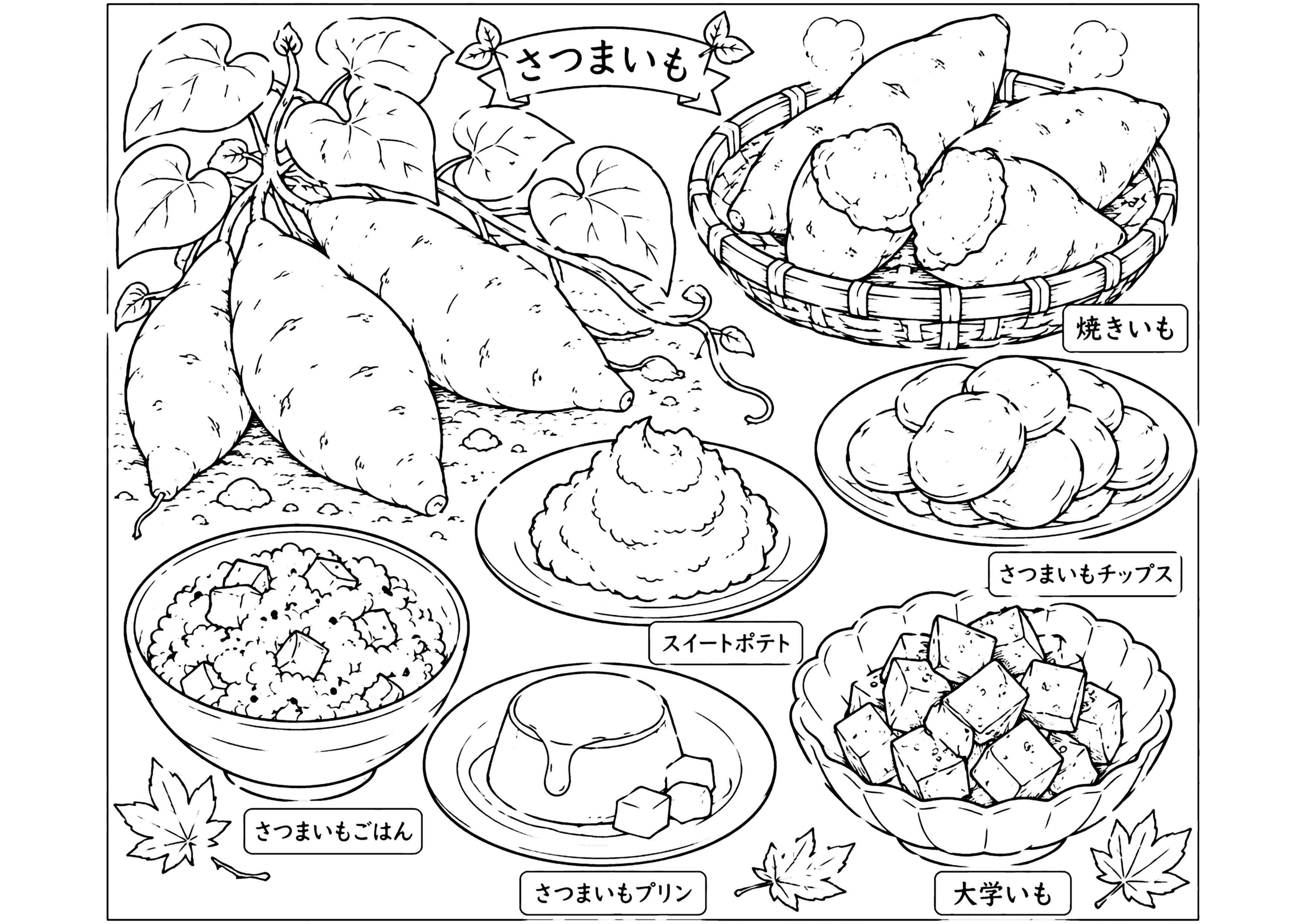 さつまいも料理 塗り絵