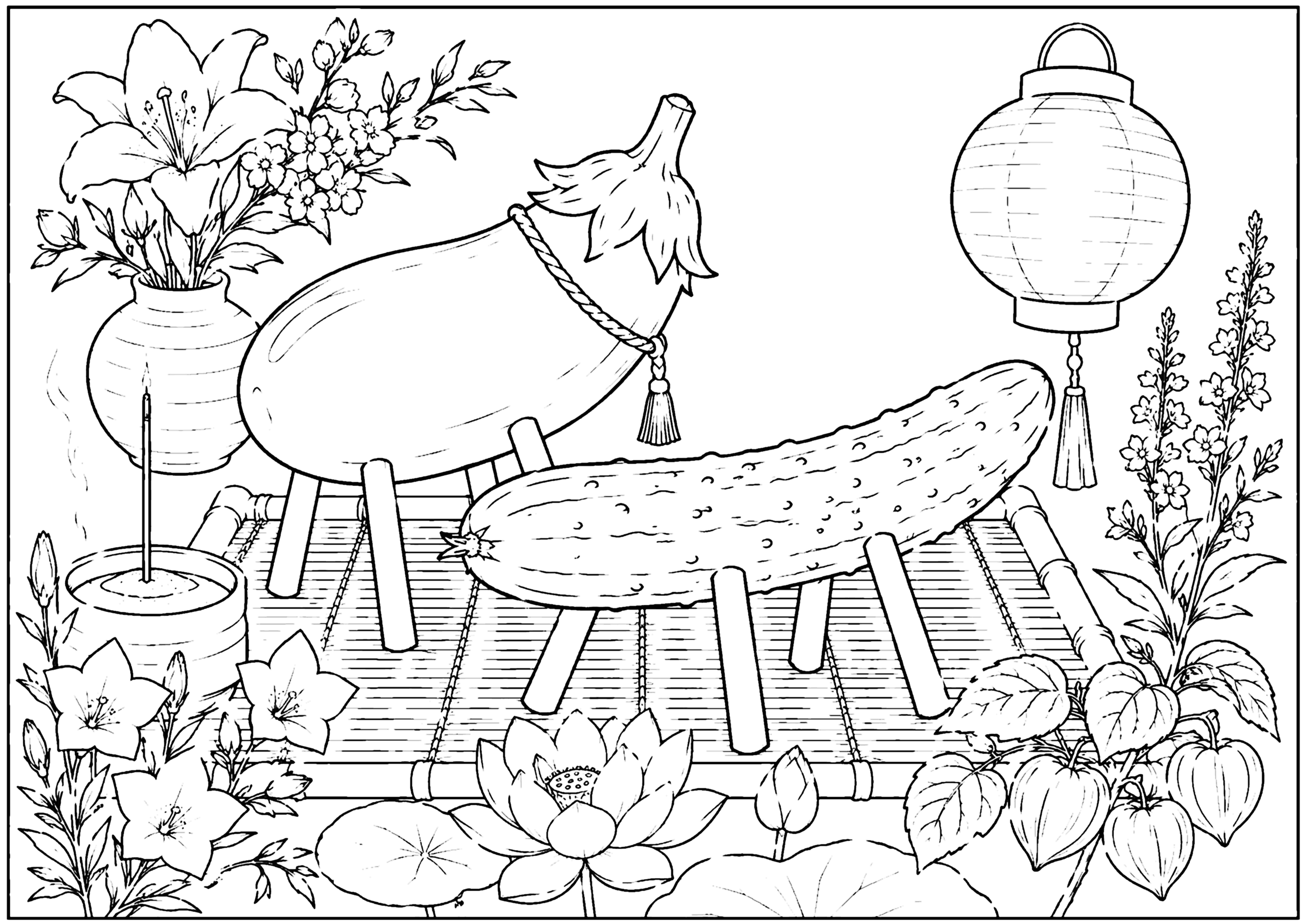 精霊馬 塗り絵