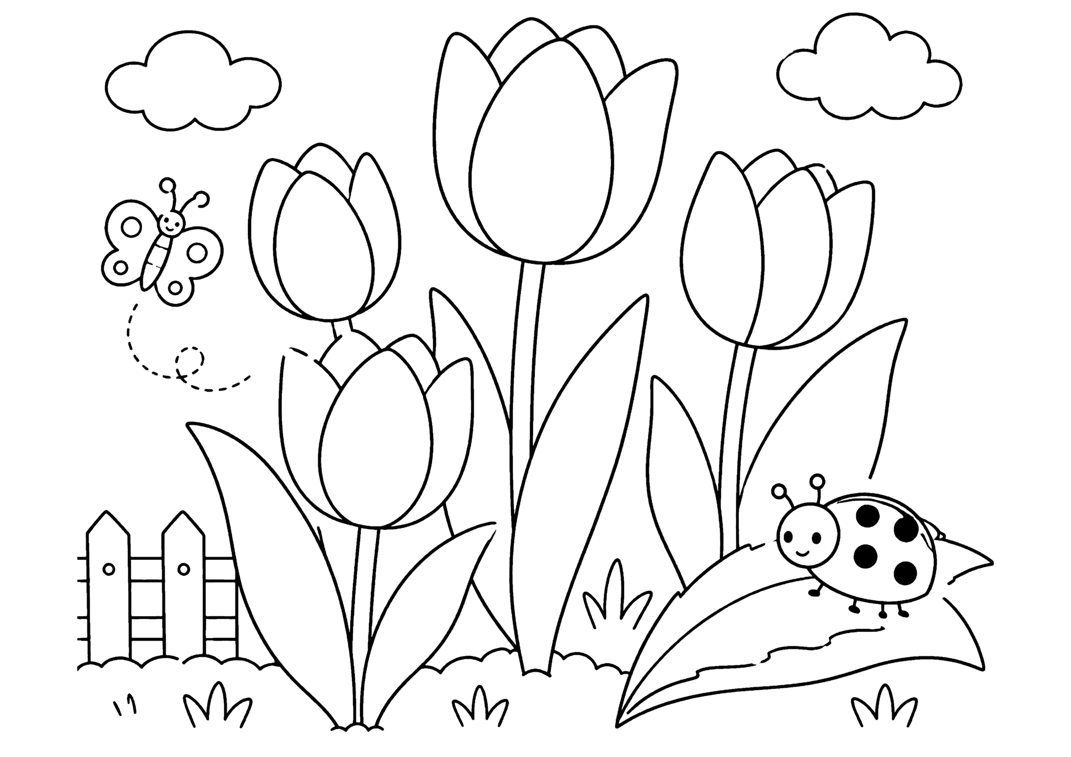 ちゅーりっぷとてんとうむし 塗り絵