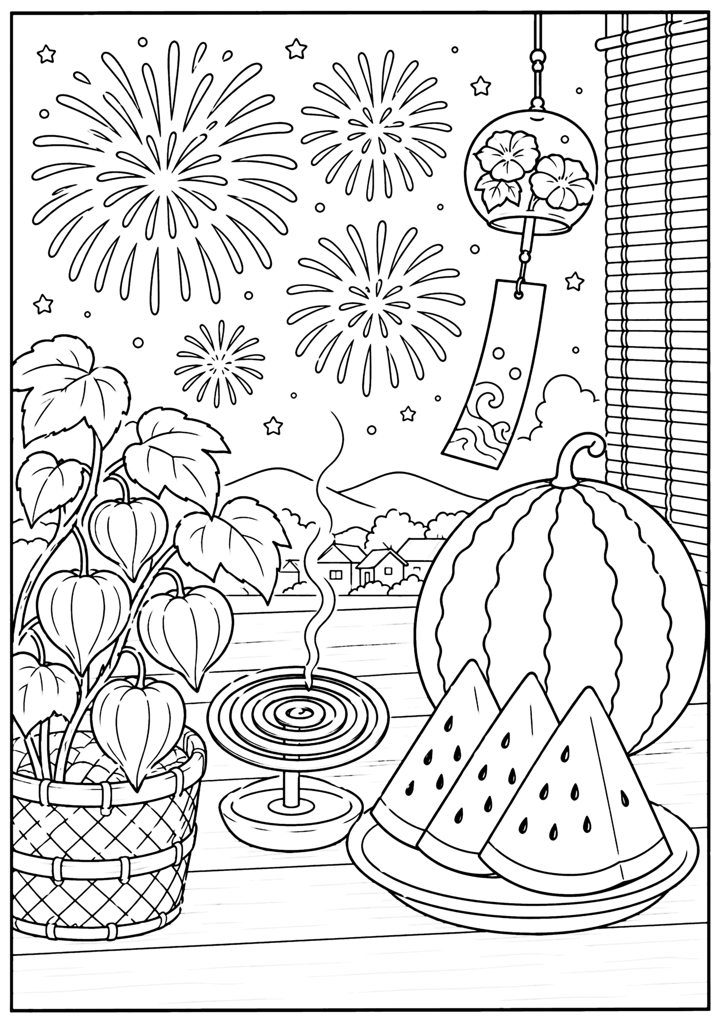 夏の風物詩 塗り絵