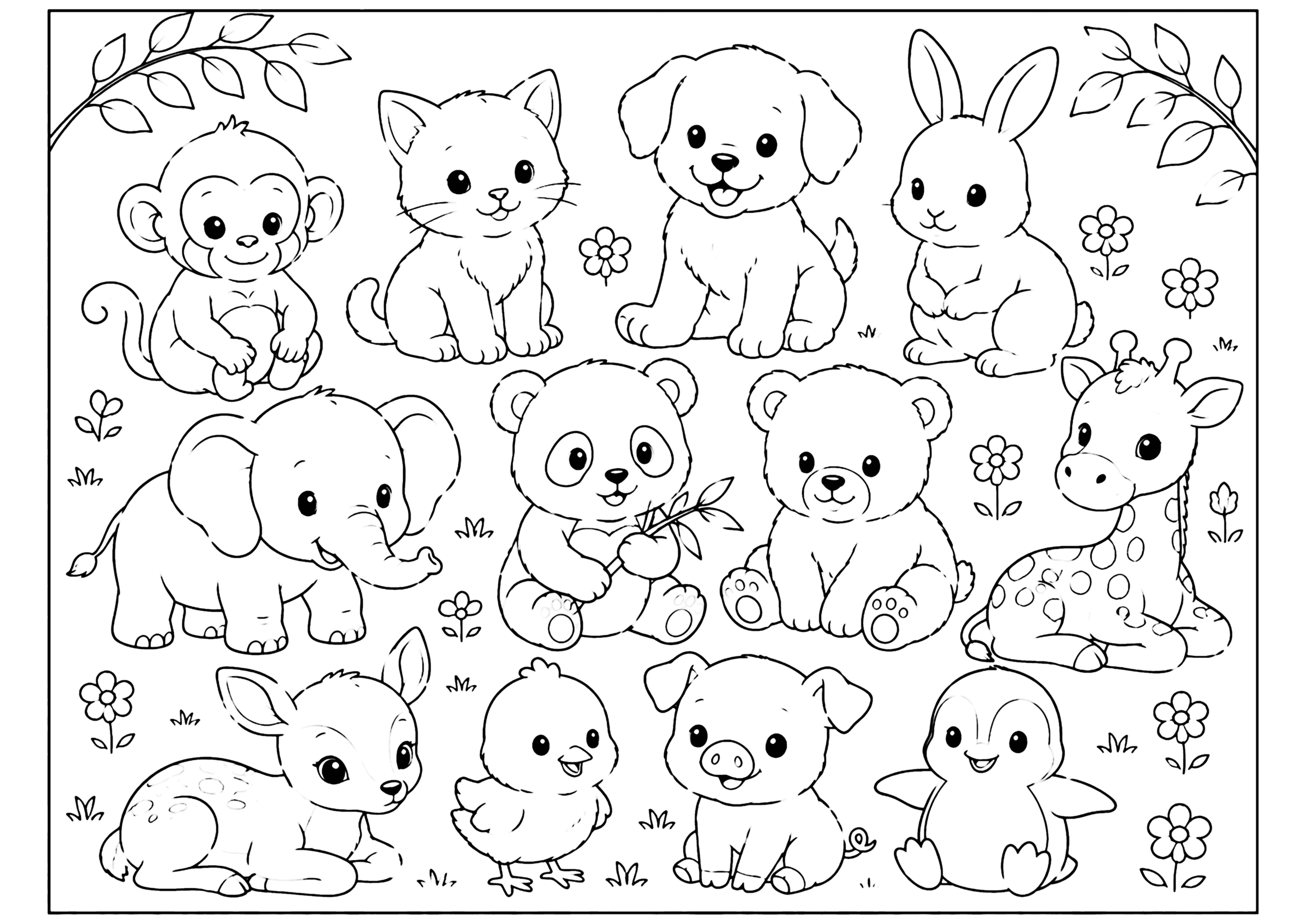 動物の赤ちゃん 塗り絵