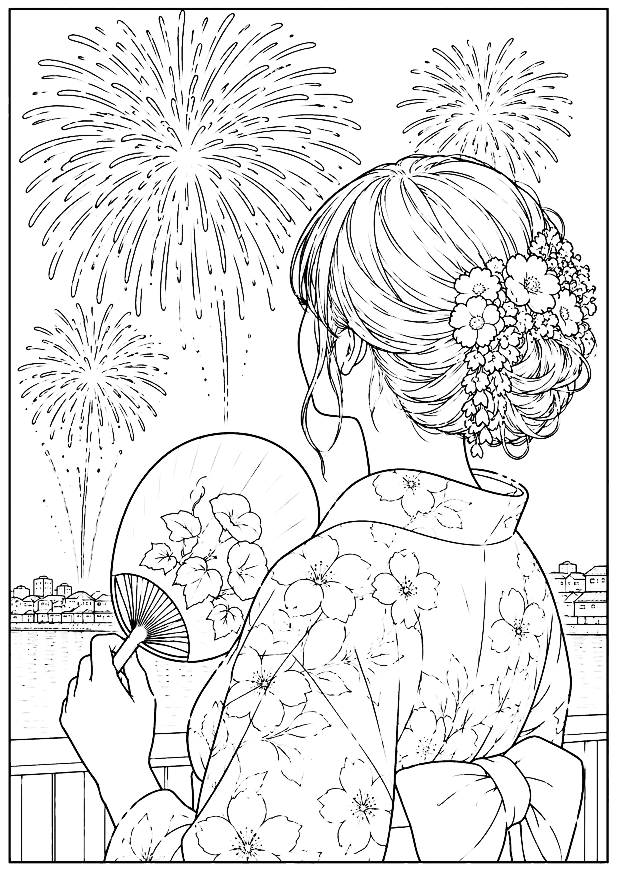 花火 塗り絵