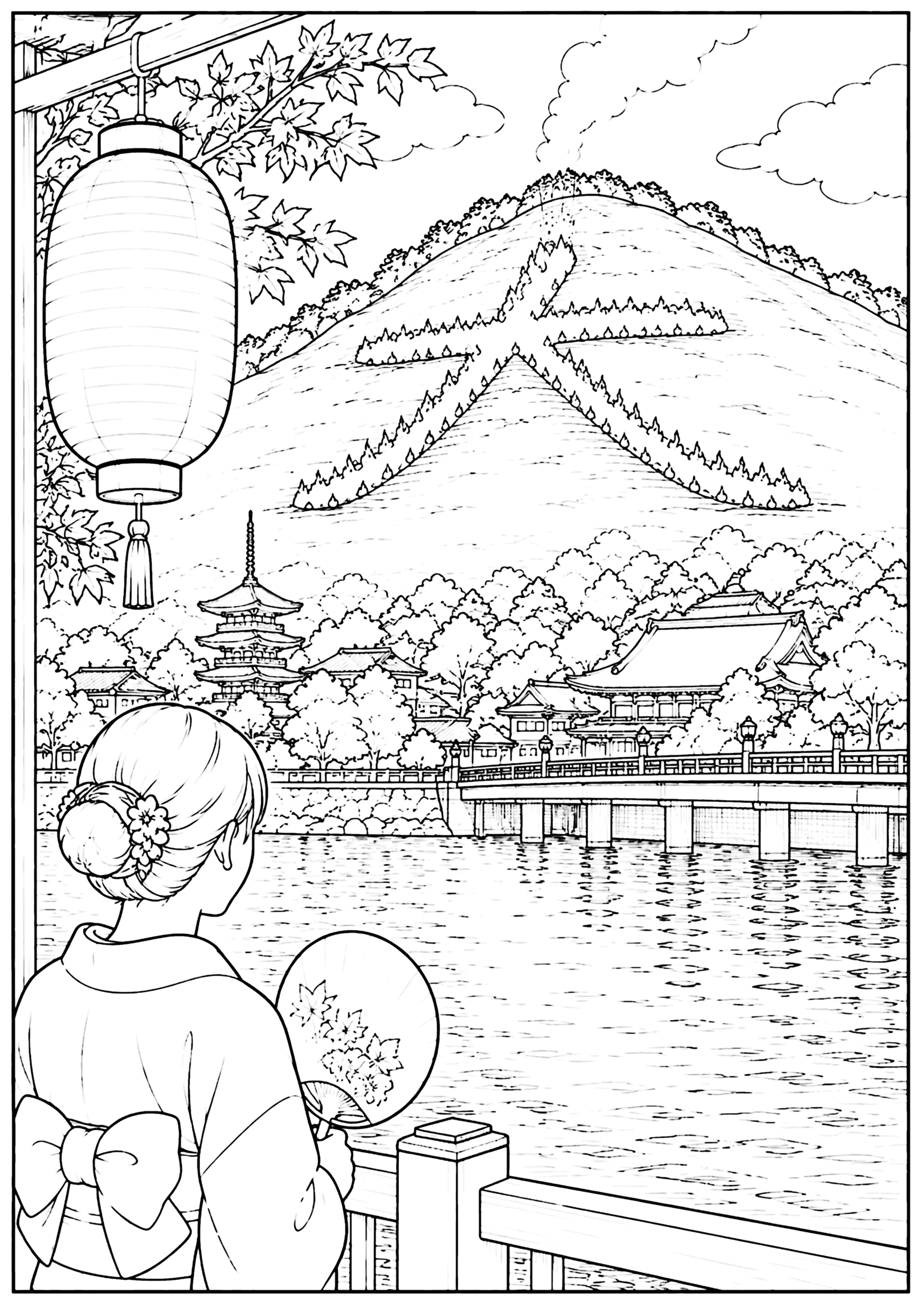 送り火 塗り絵