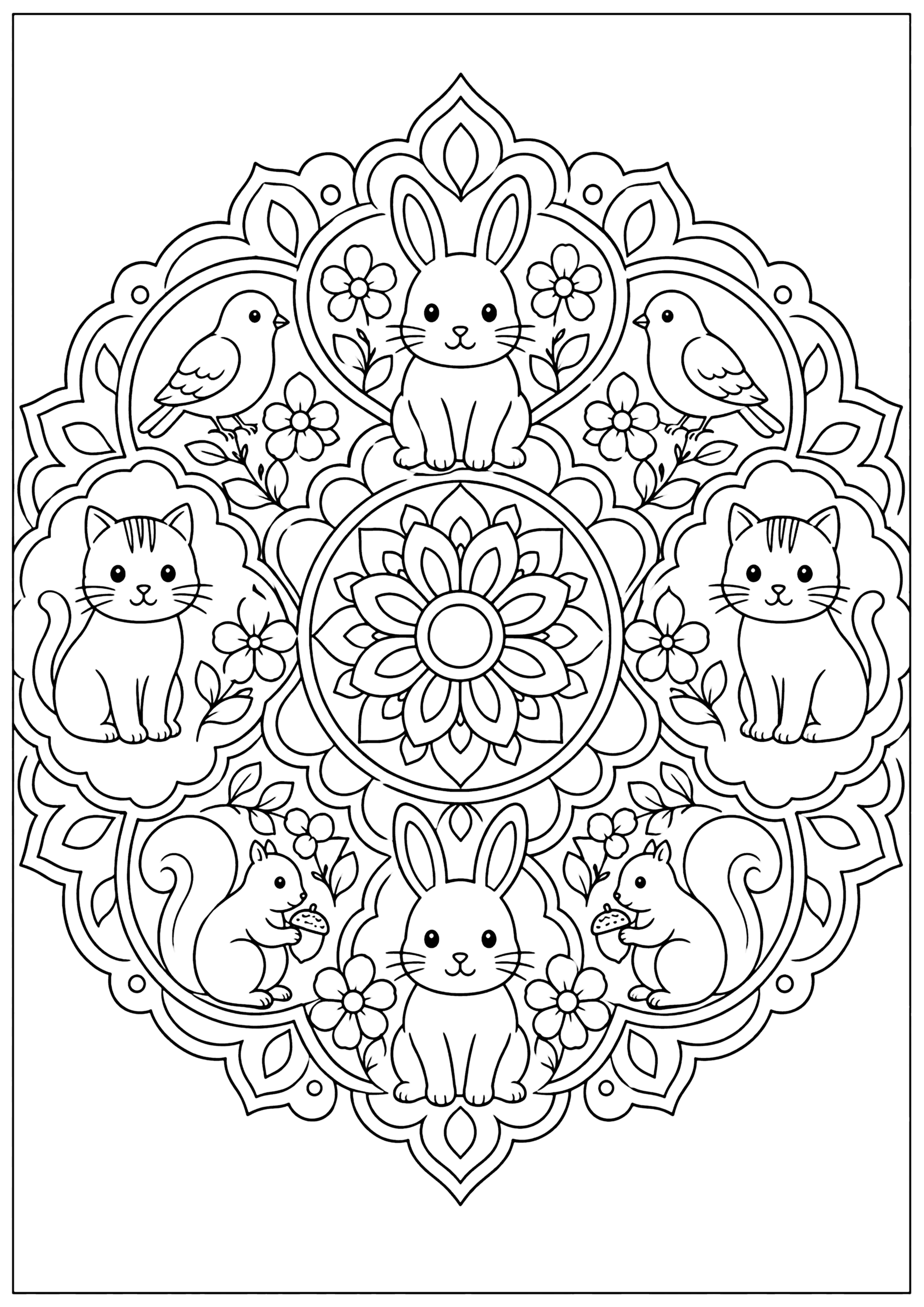 動物曼荼羅 塗り絵