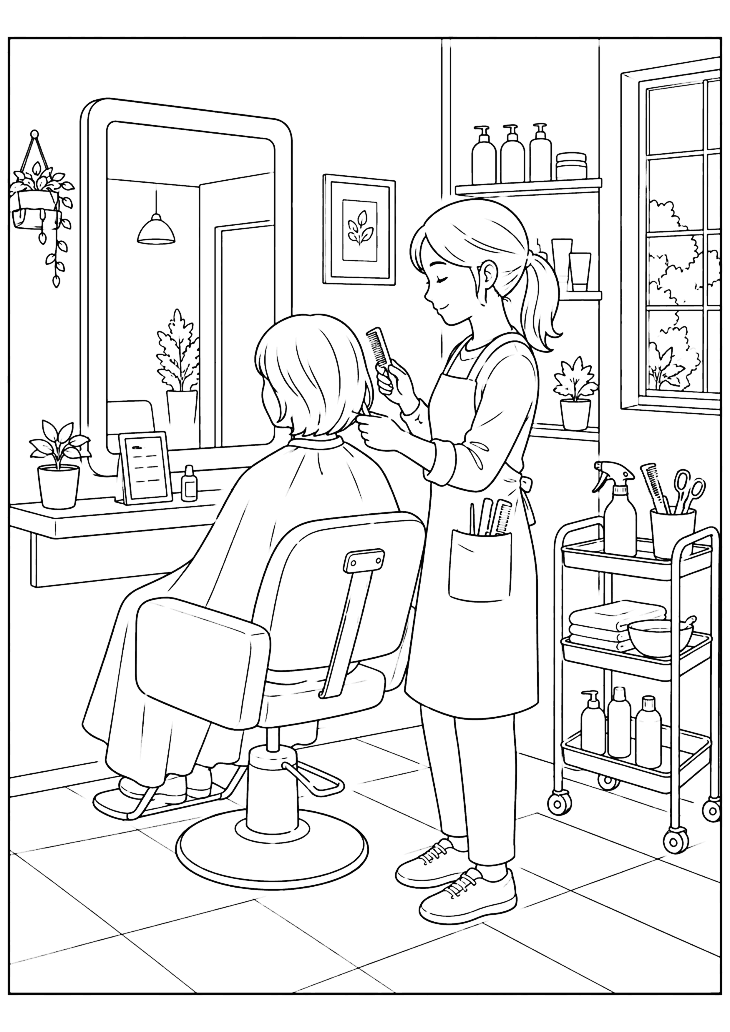 美容室 塗り絵