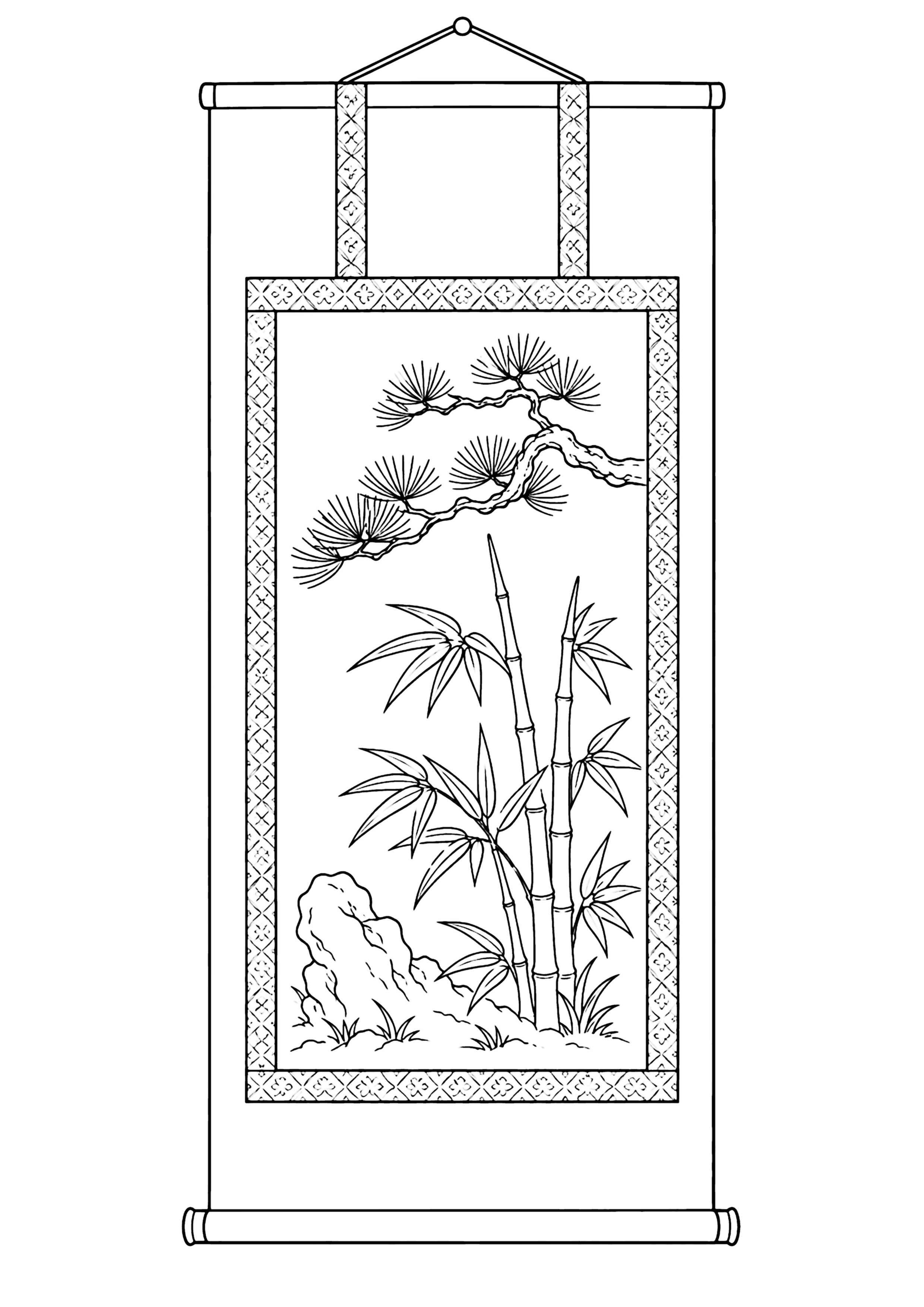掛け軸 塗り絵