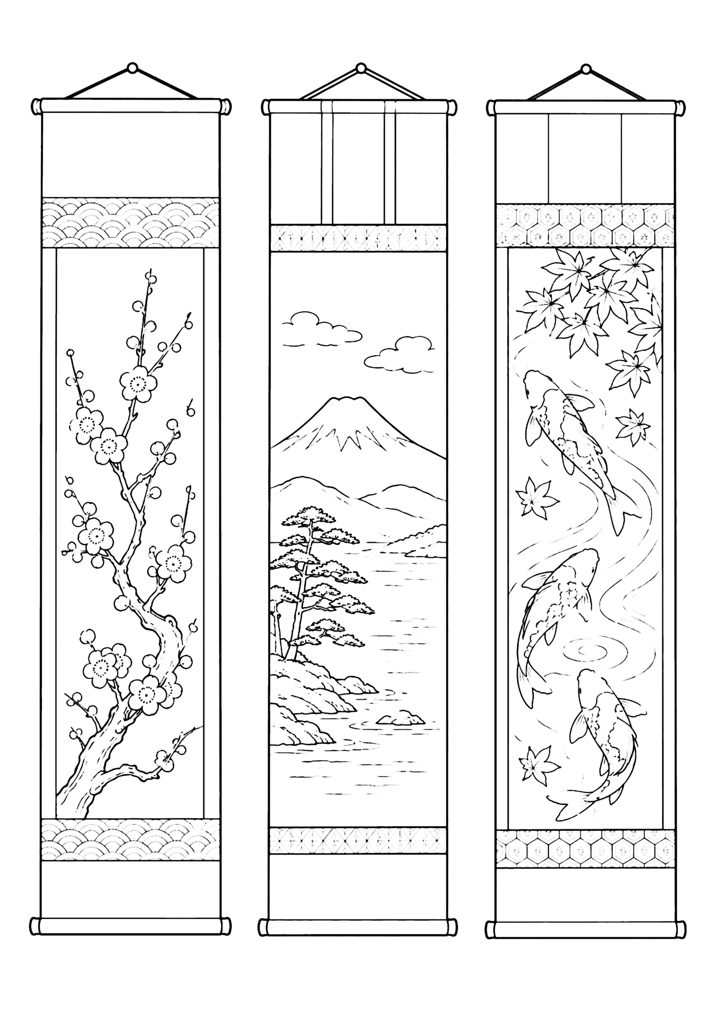 掛け軸 塗り絵