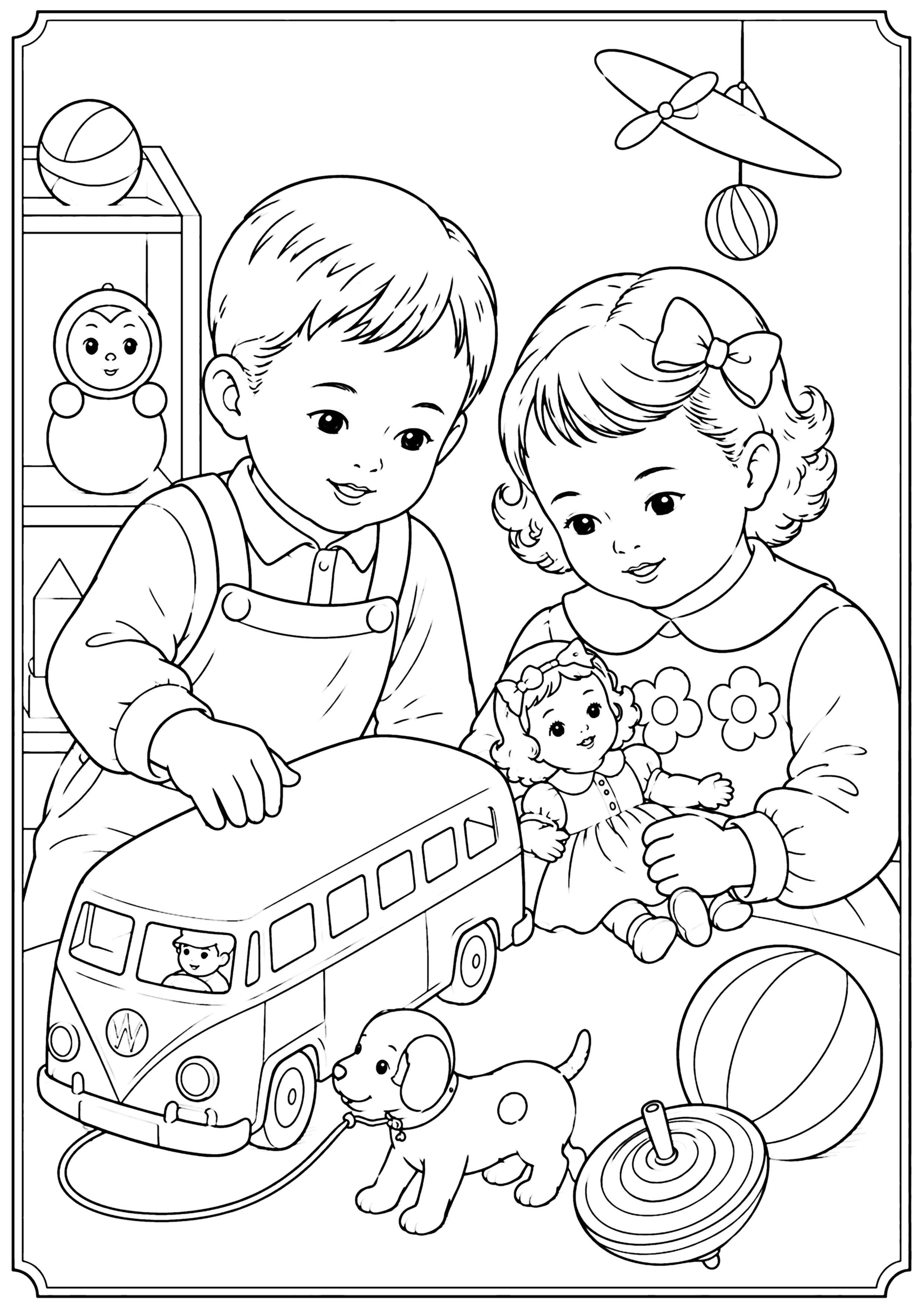 昭和の子供の玩具 塗り絵