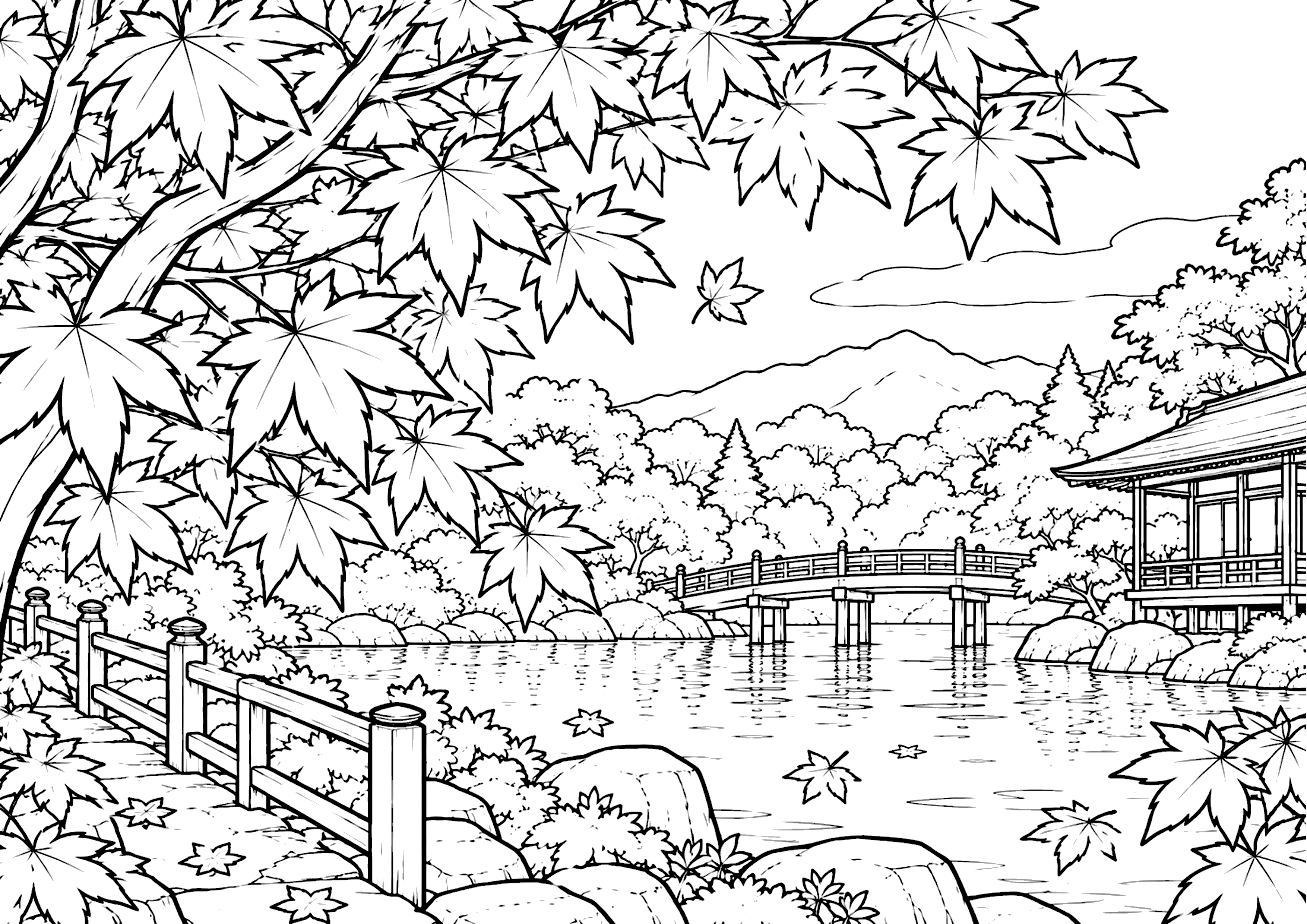 紅葉 塗り絵