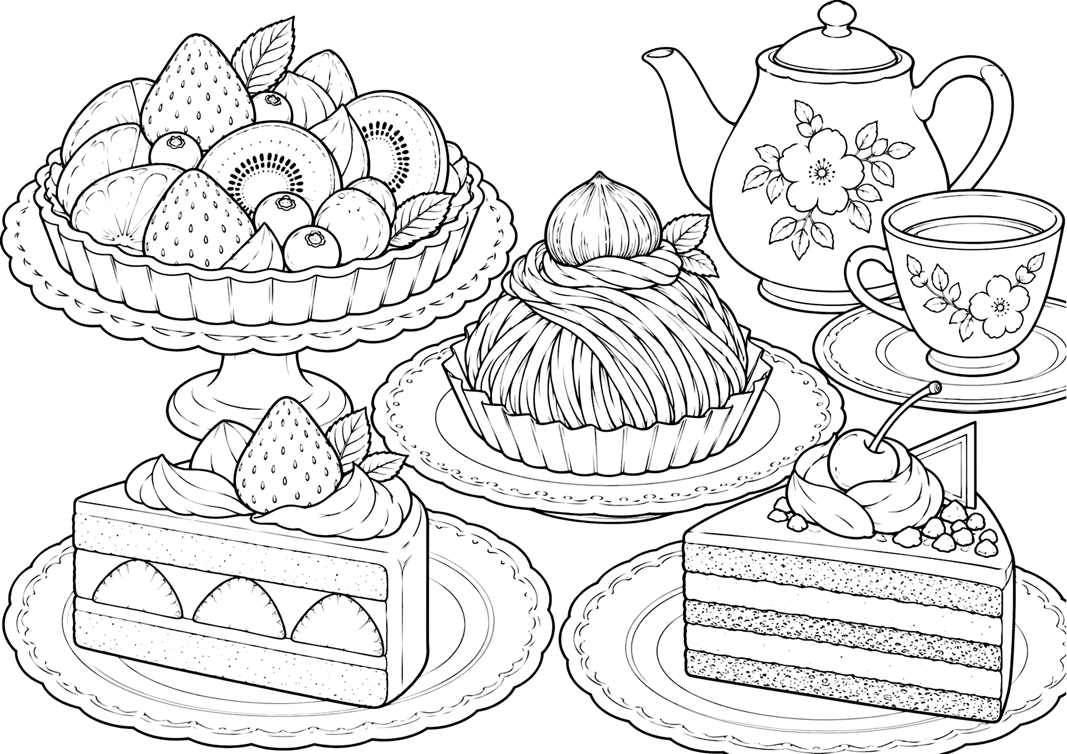 ケーキ 塗り絵