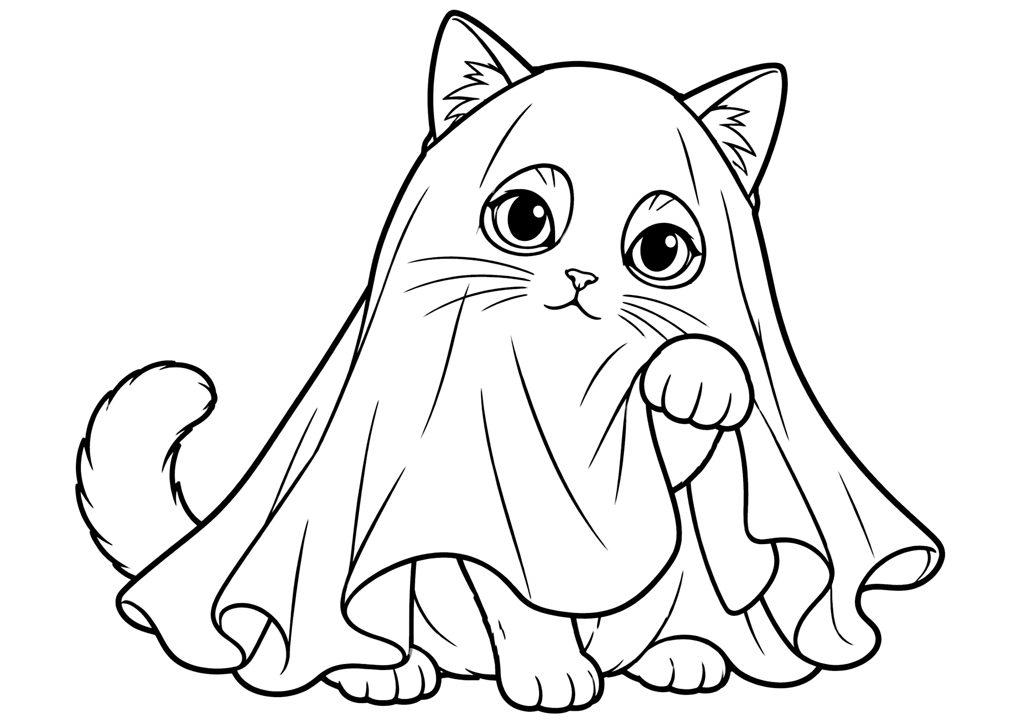 ハロウィン猫 塗り絵