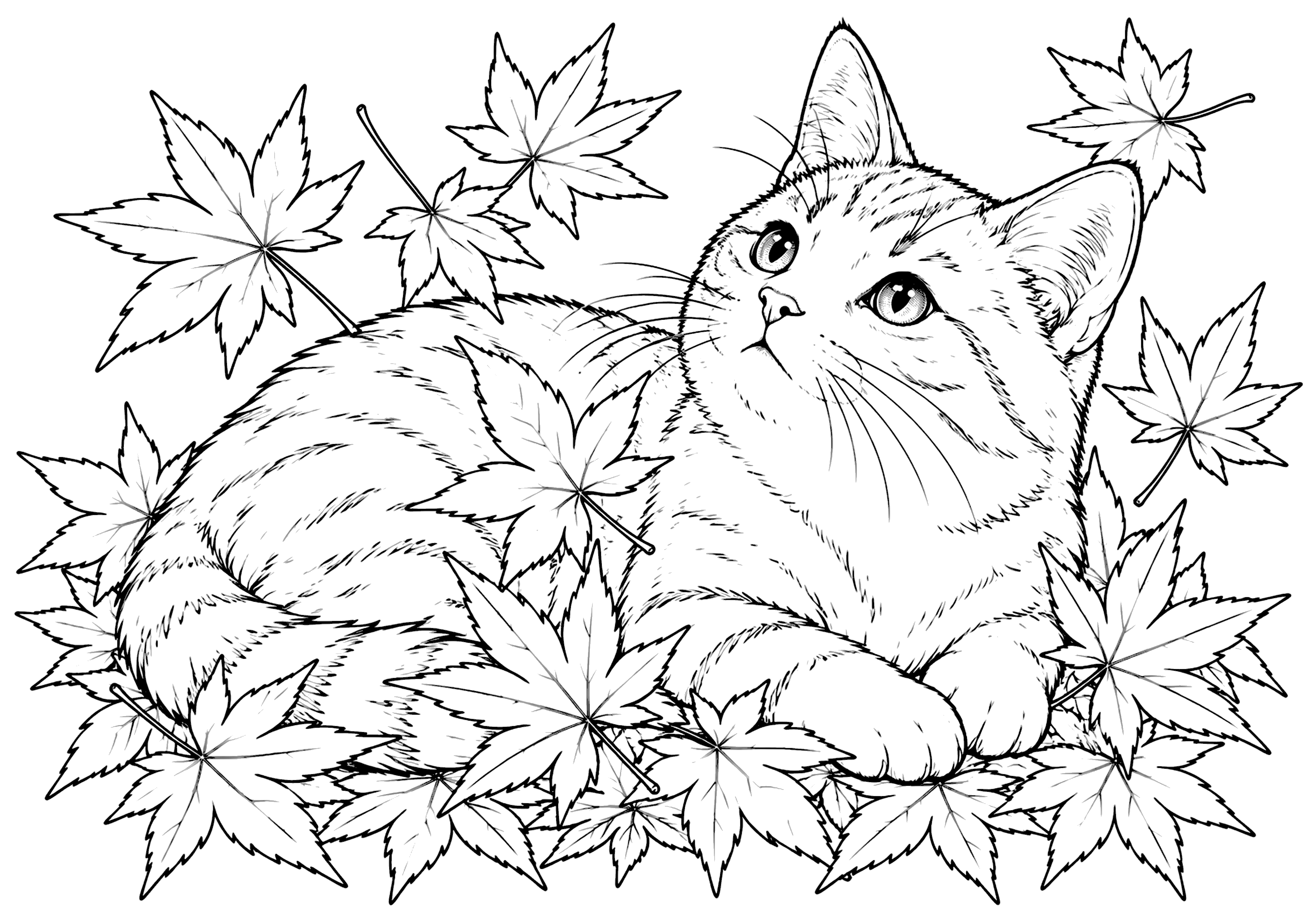 紅葉猫 塗り絵