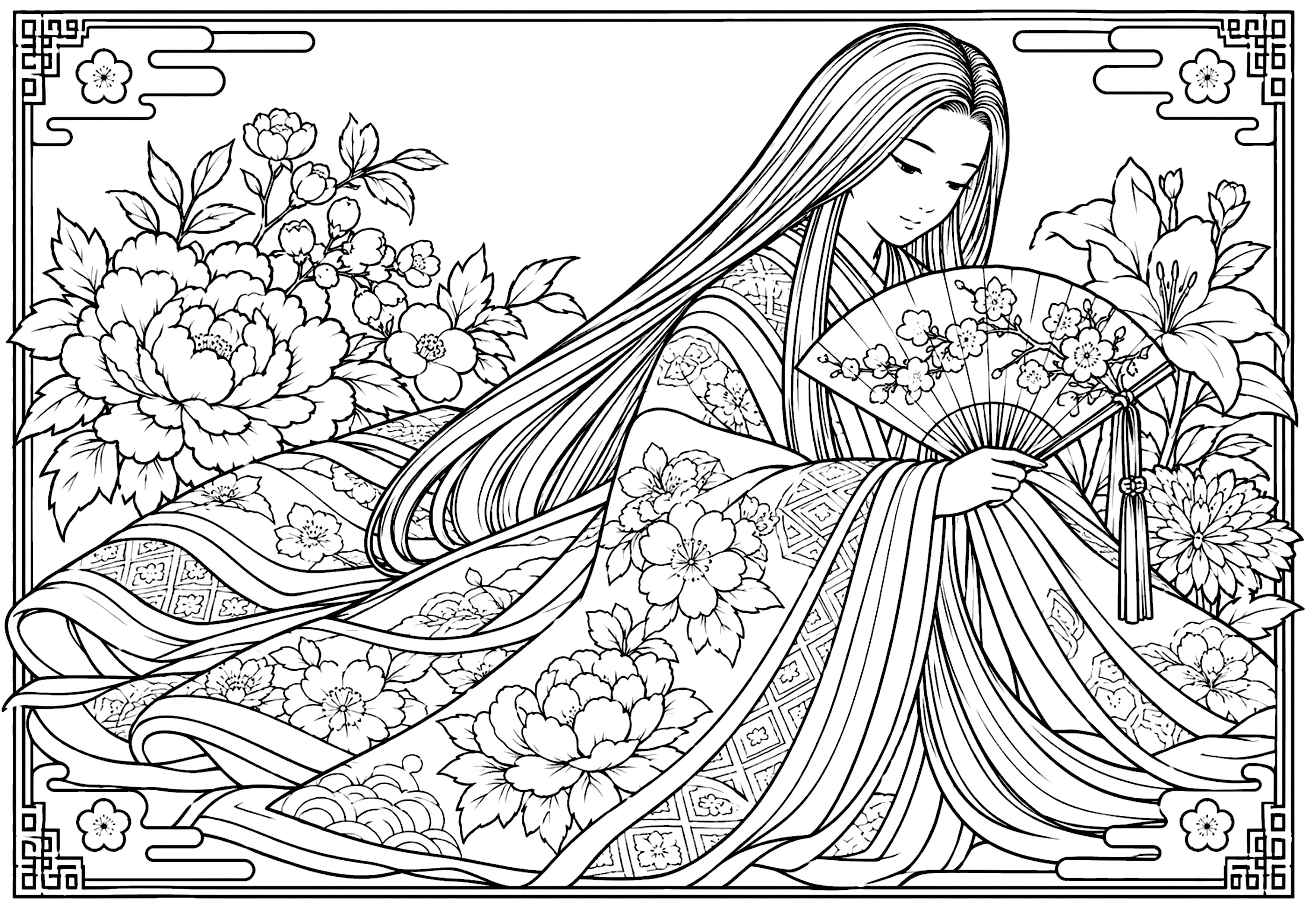 十二単 塗り絵