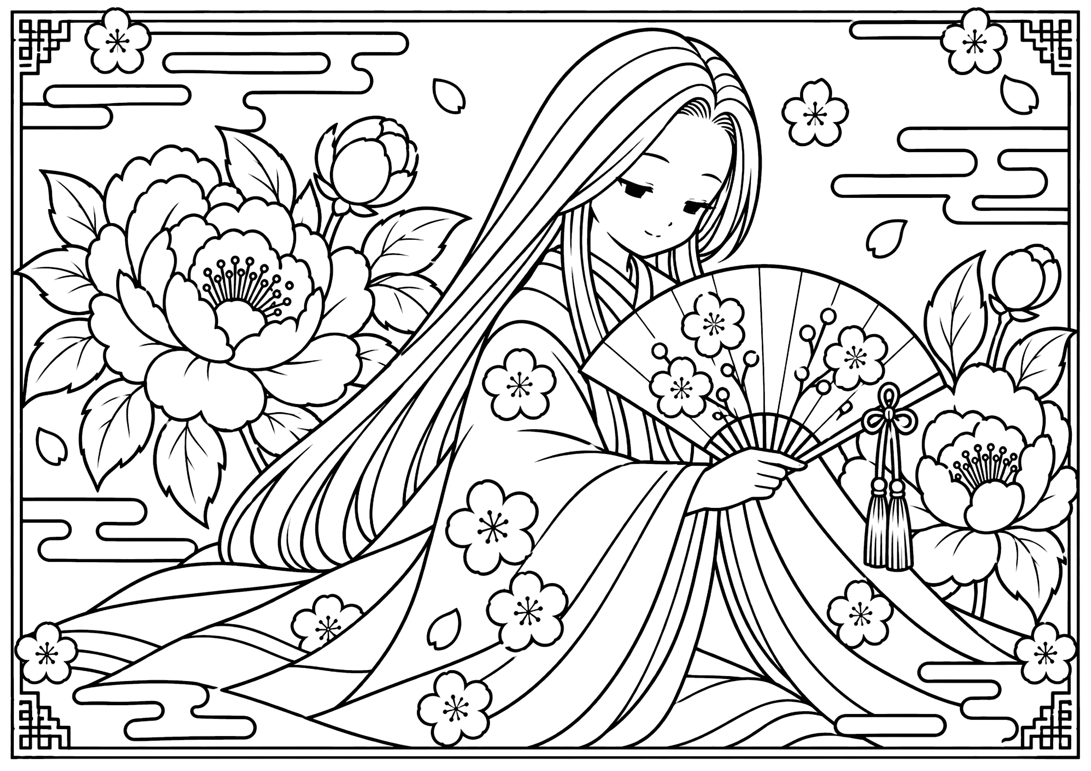 十二単 塗り絵