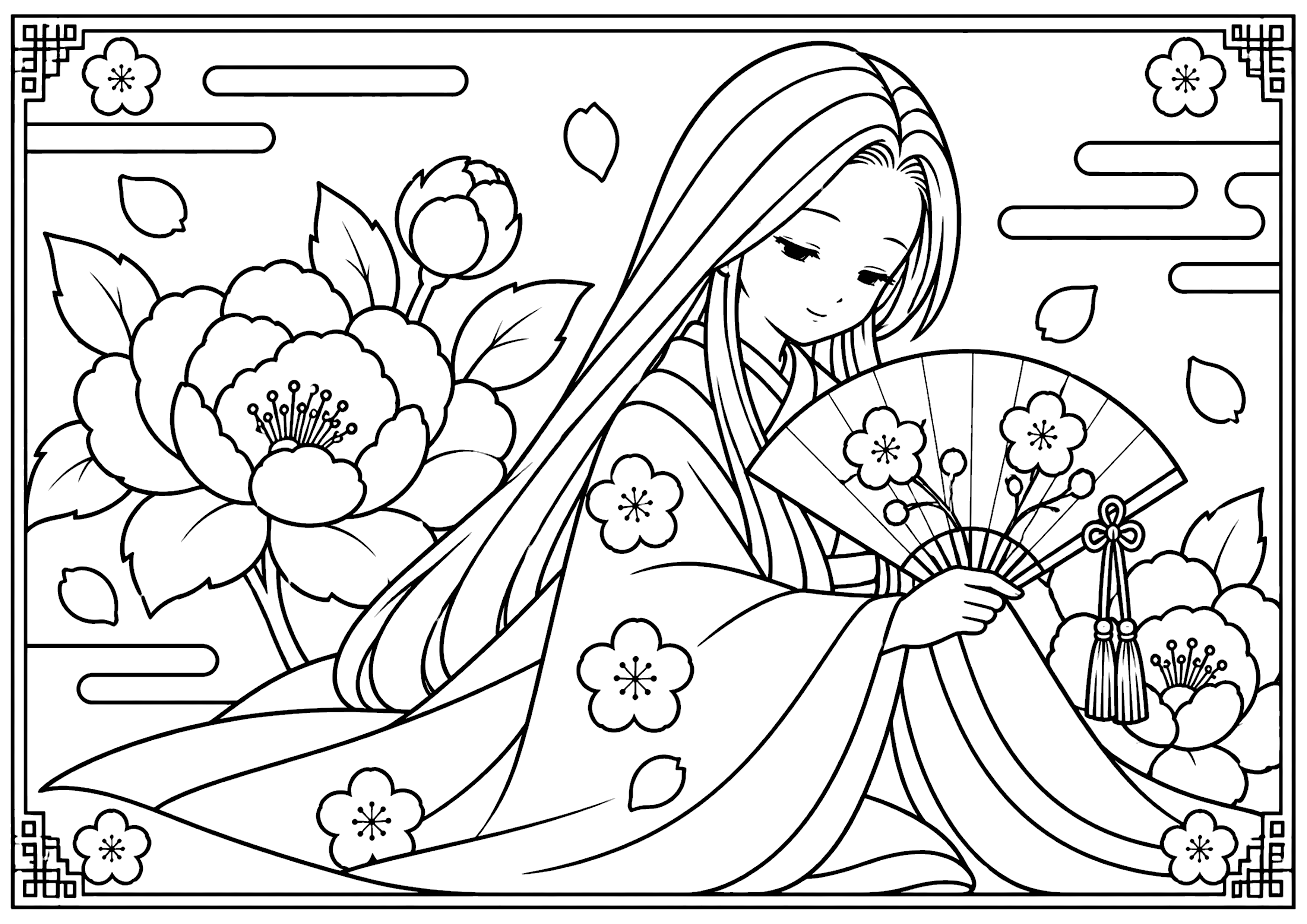 十二単 塗り絵