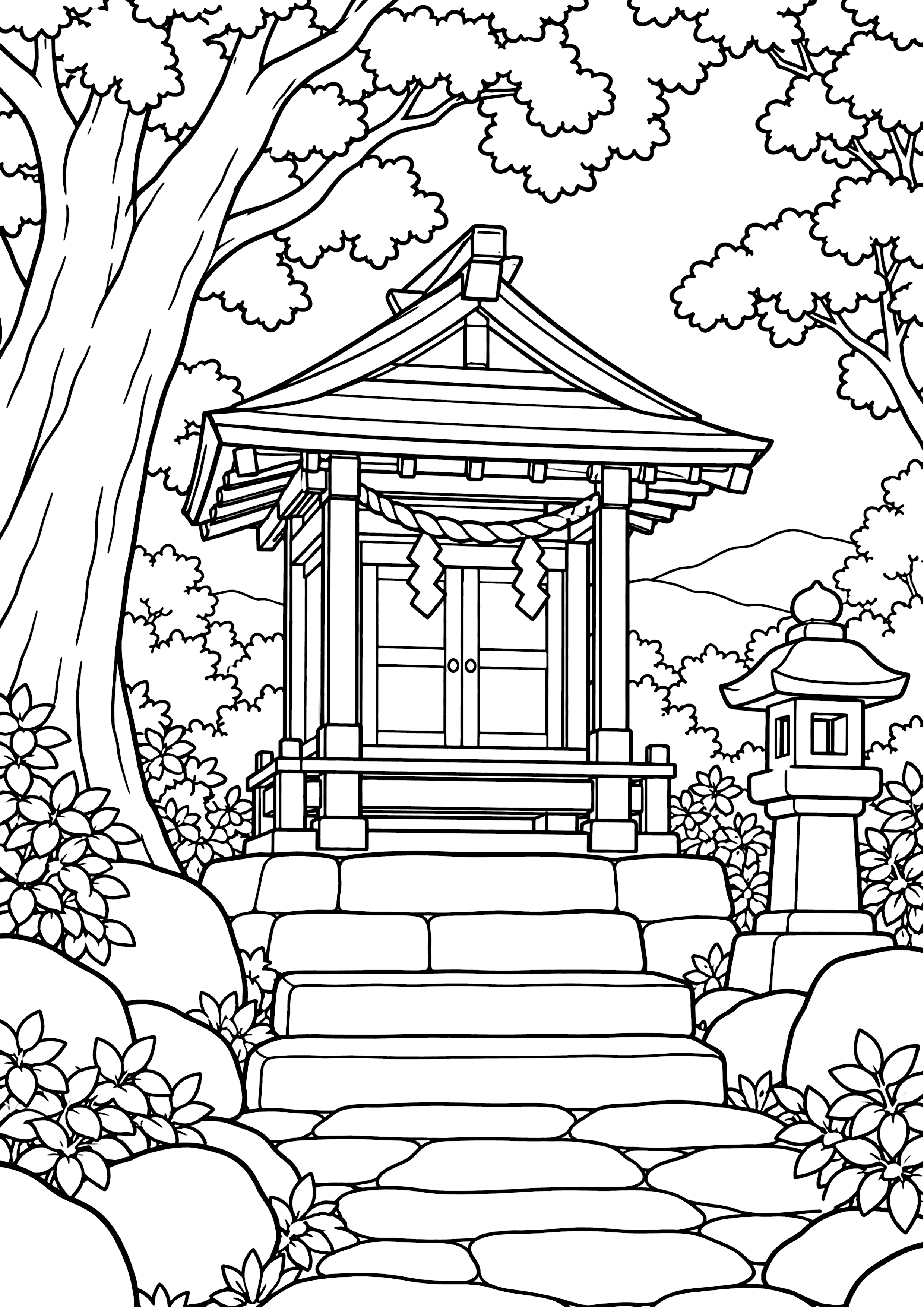 祠 塗り絵