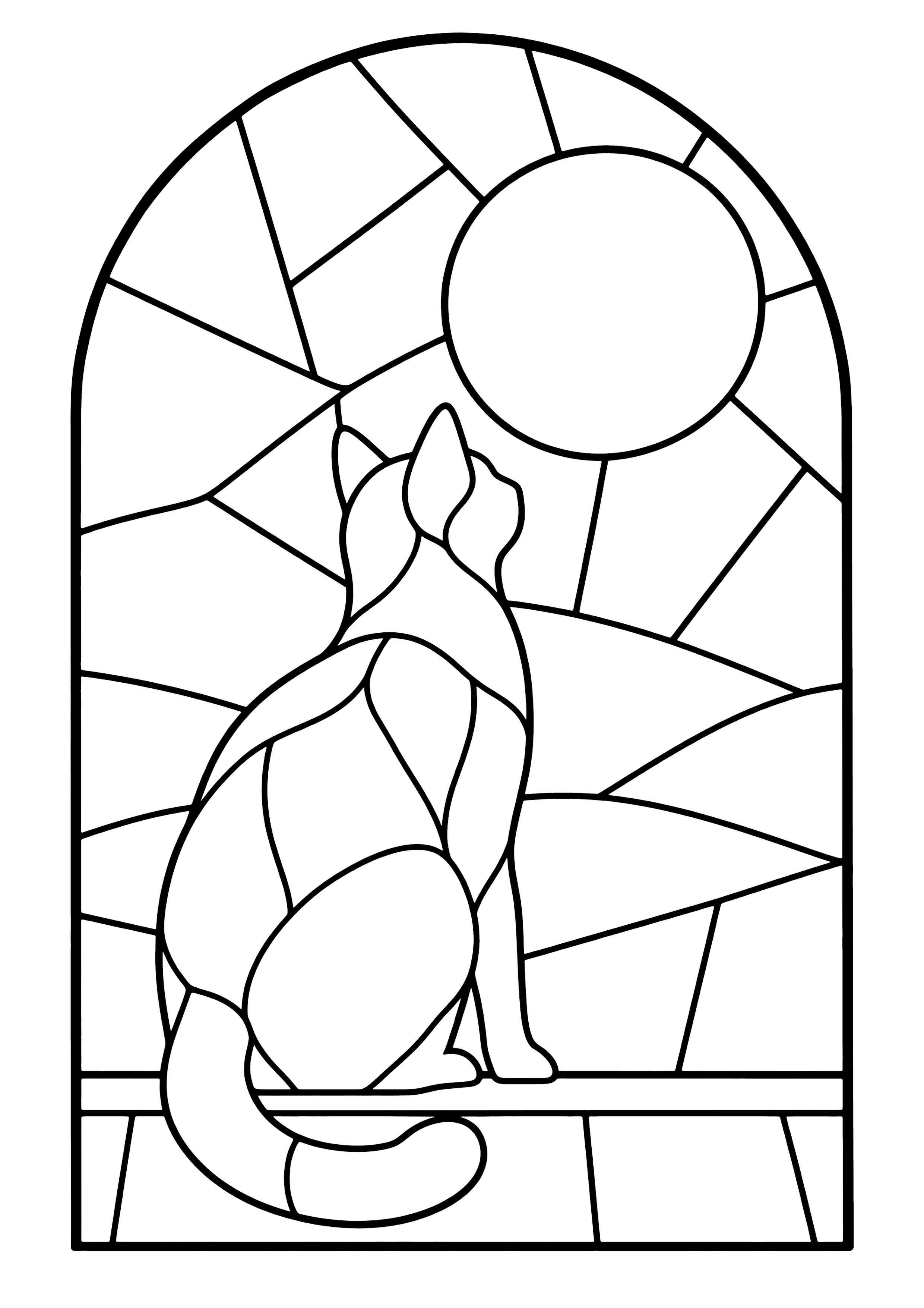 猫と月 塗り絵