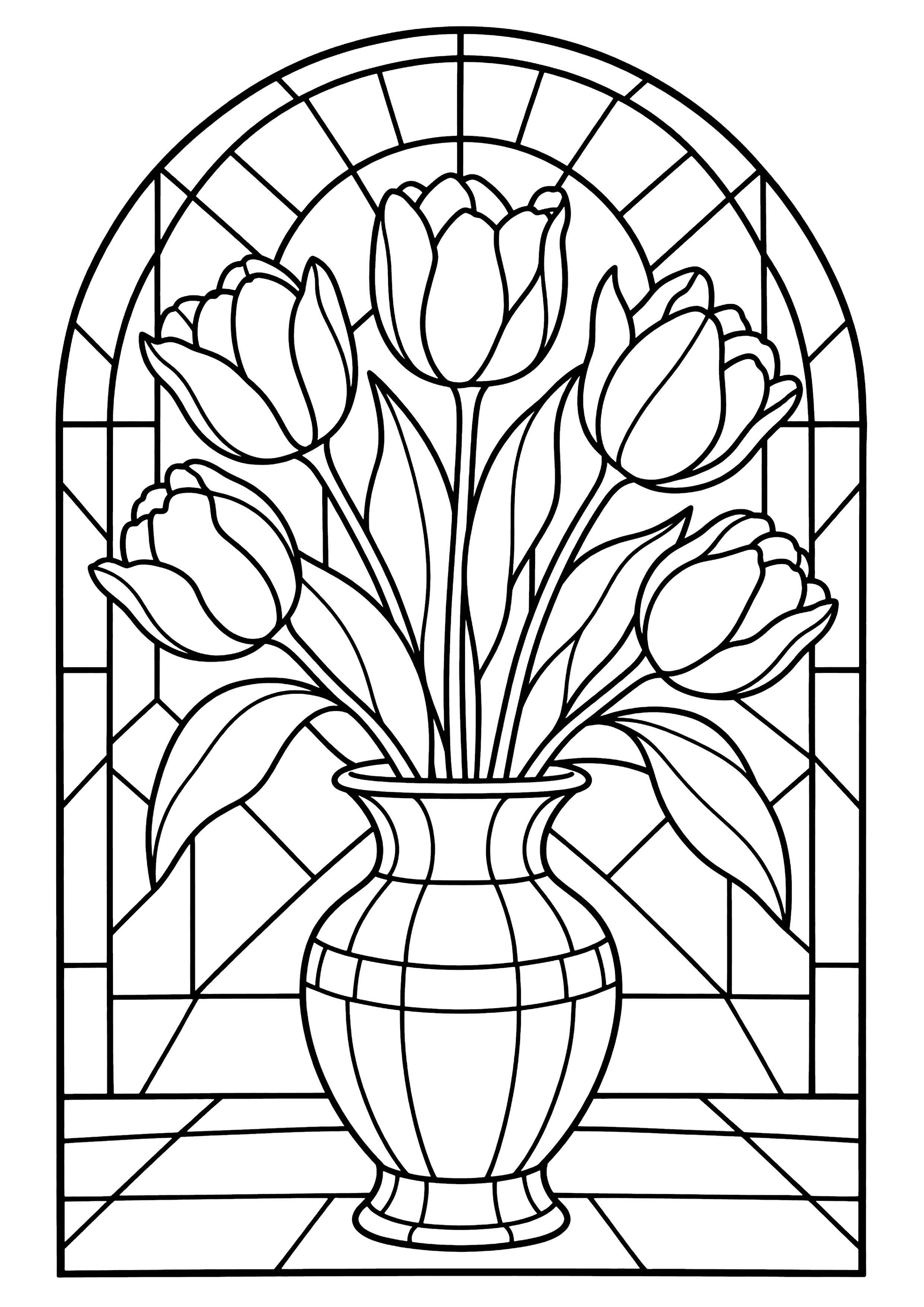花瓶 塗り絵