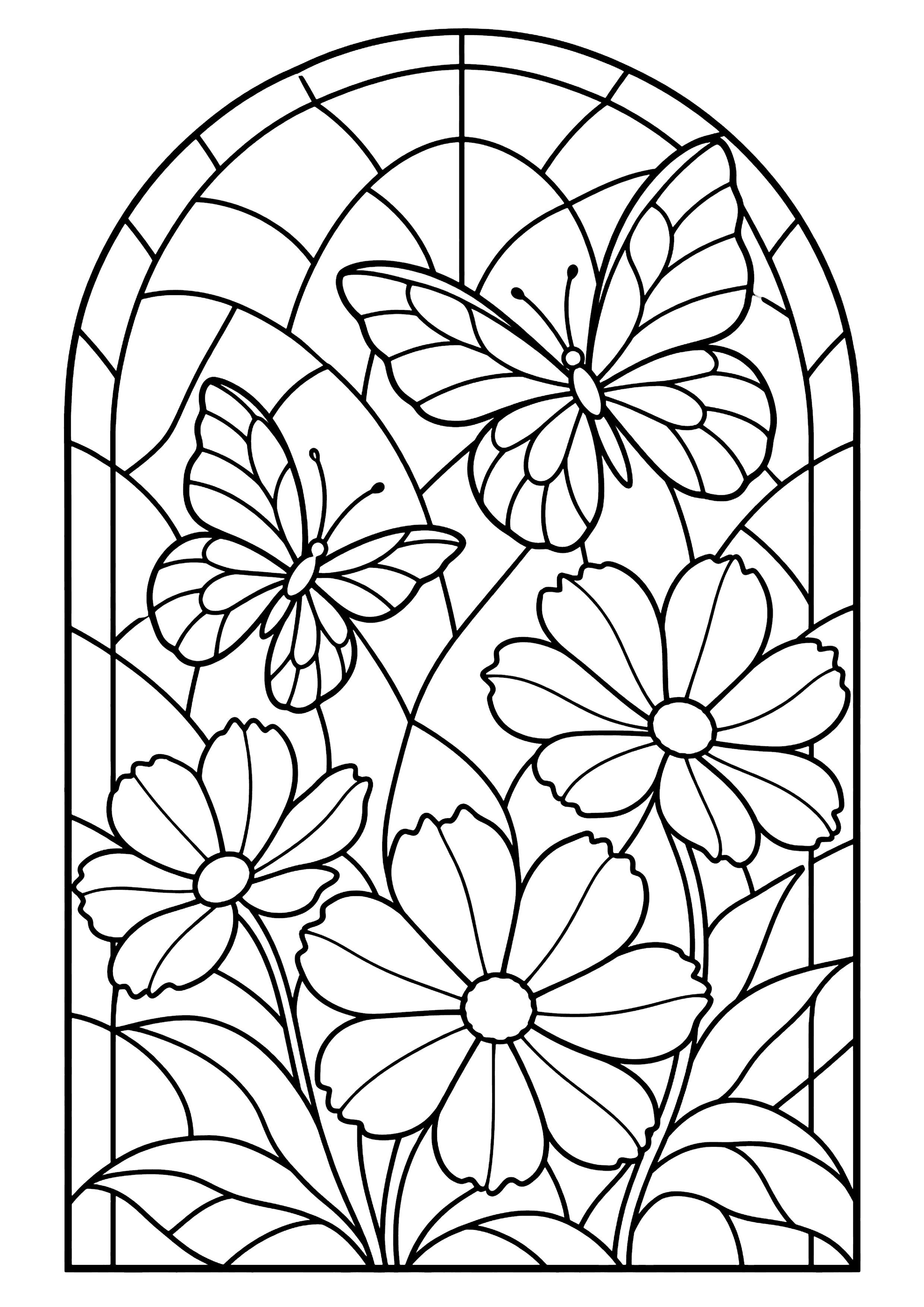 花と蝶 塗り絵