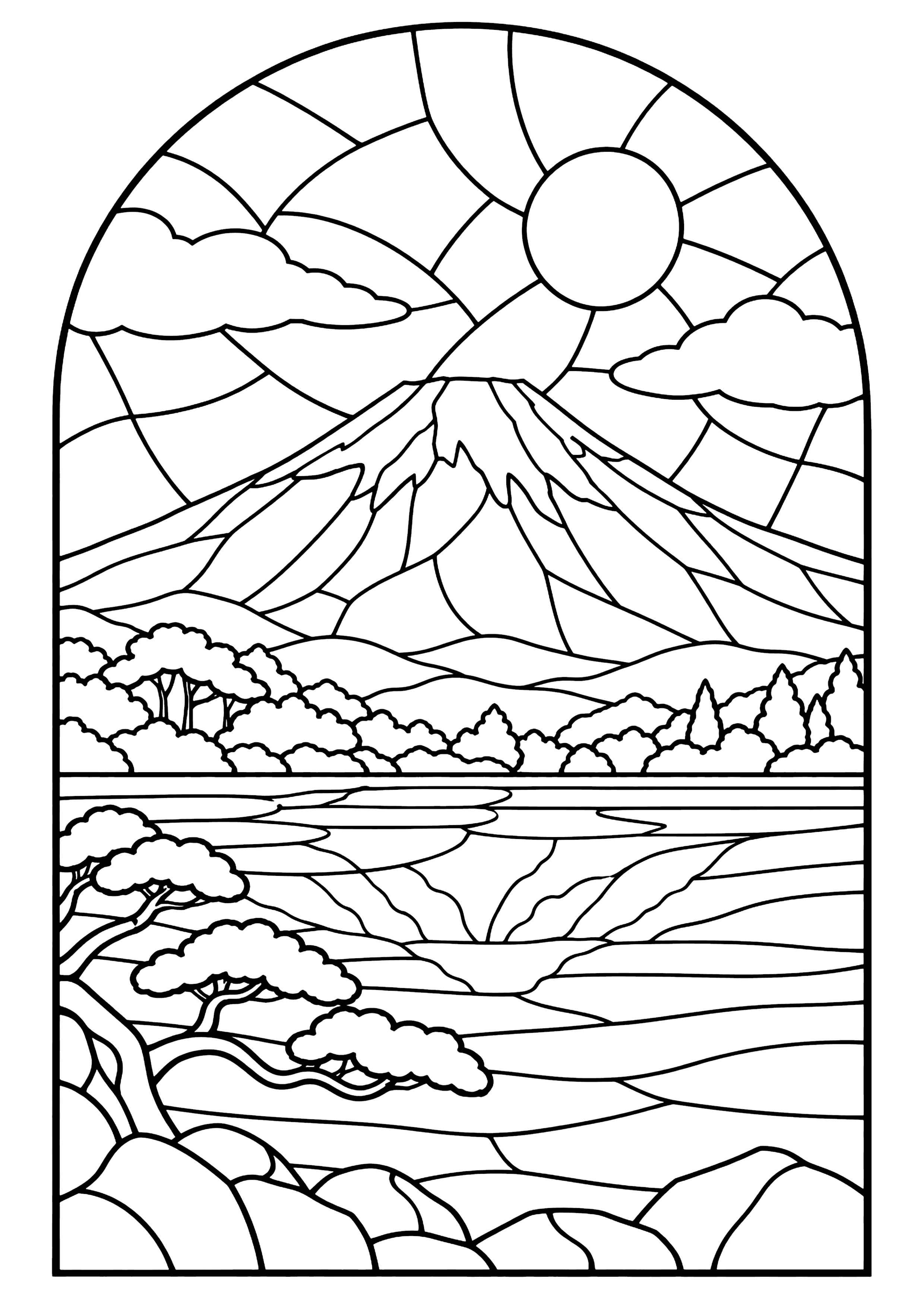 富士山 塗り絵