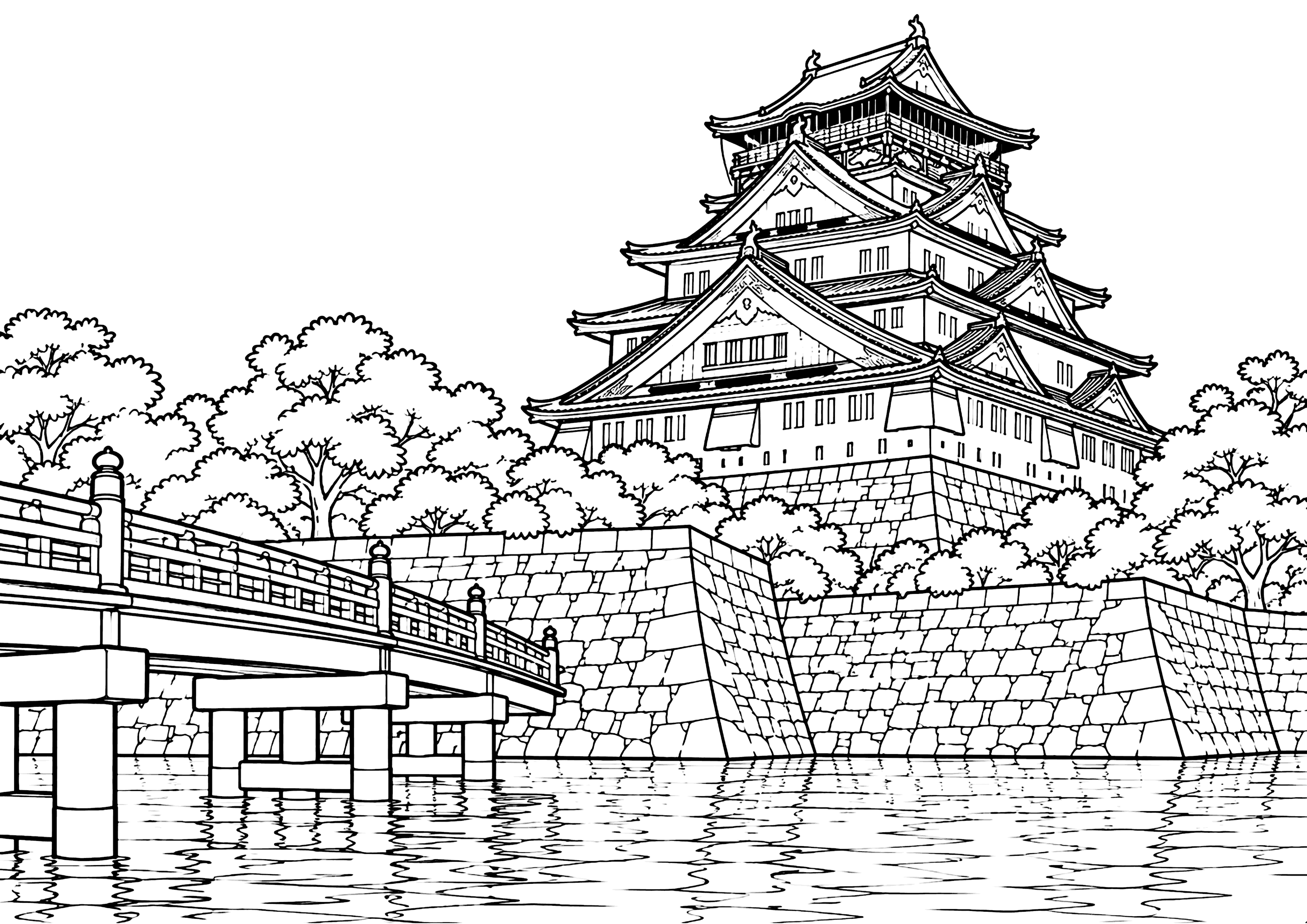 大阪城 塗り絵