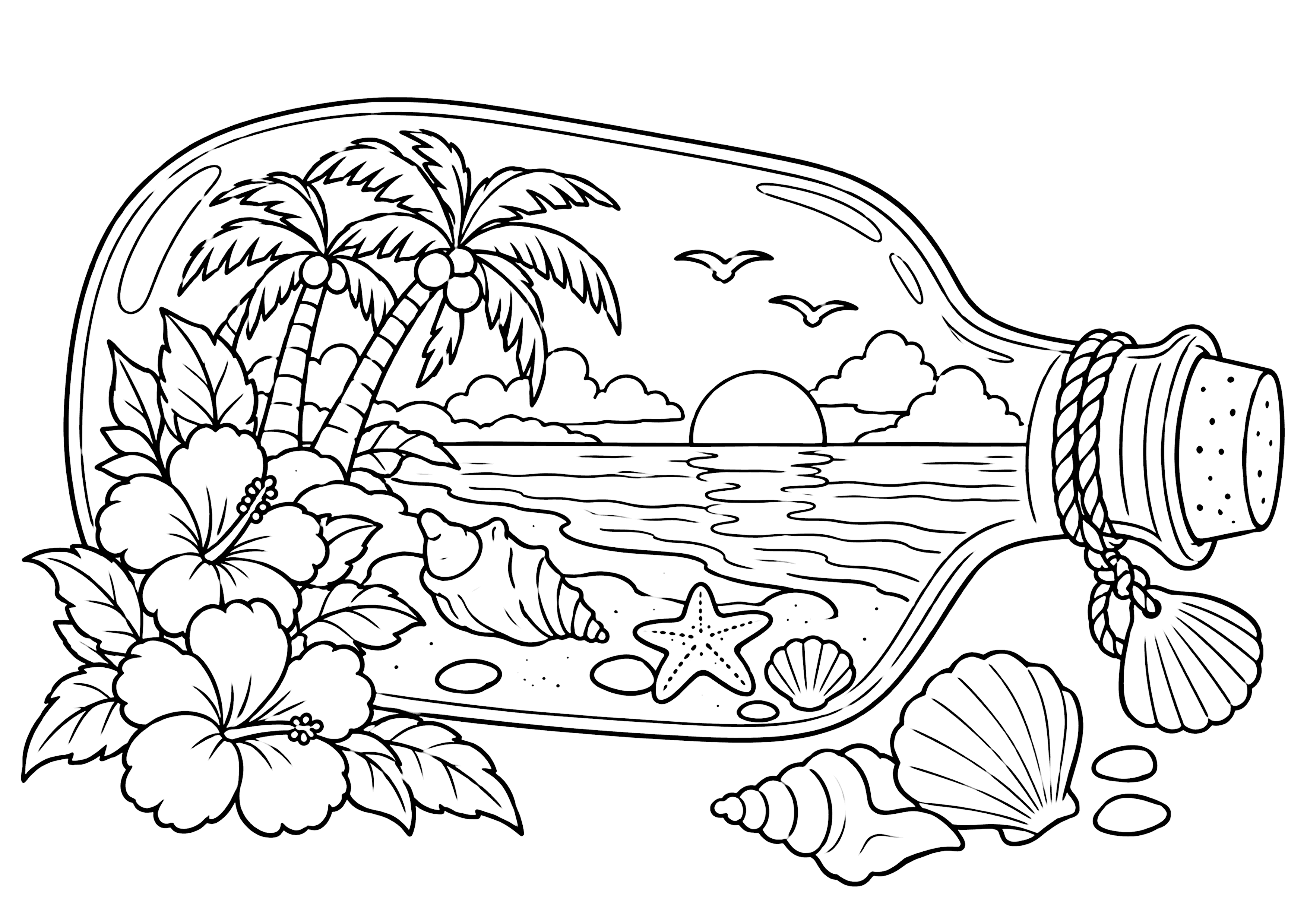 ボトルの中の夏 塗り絵