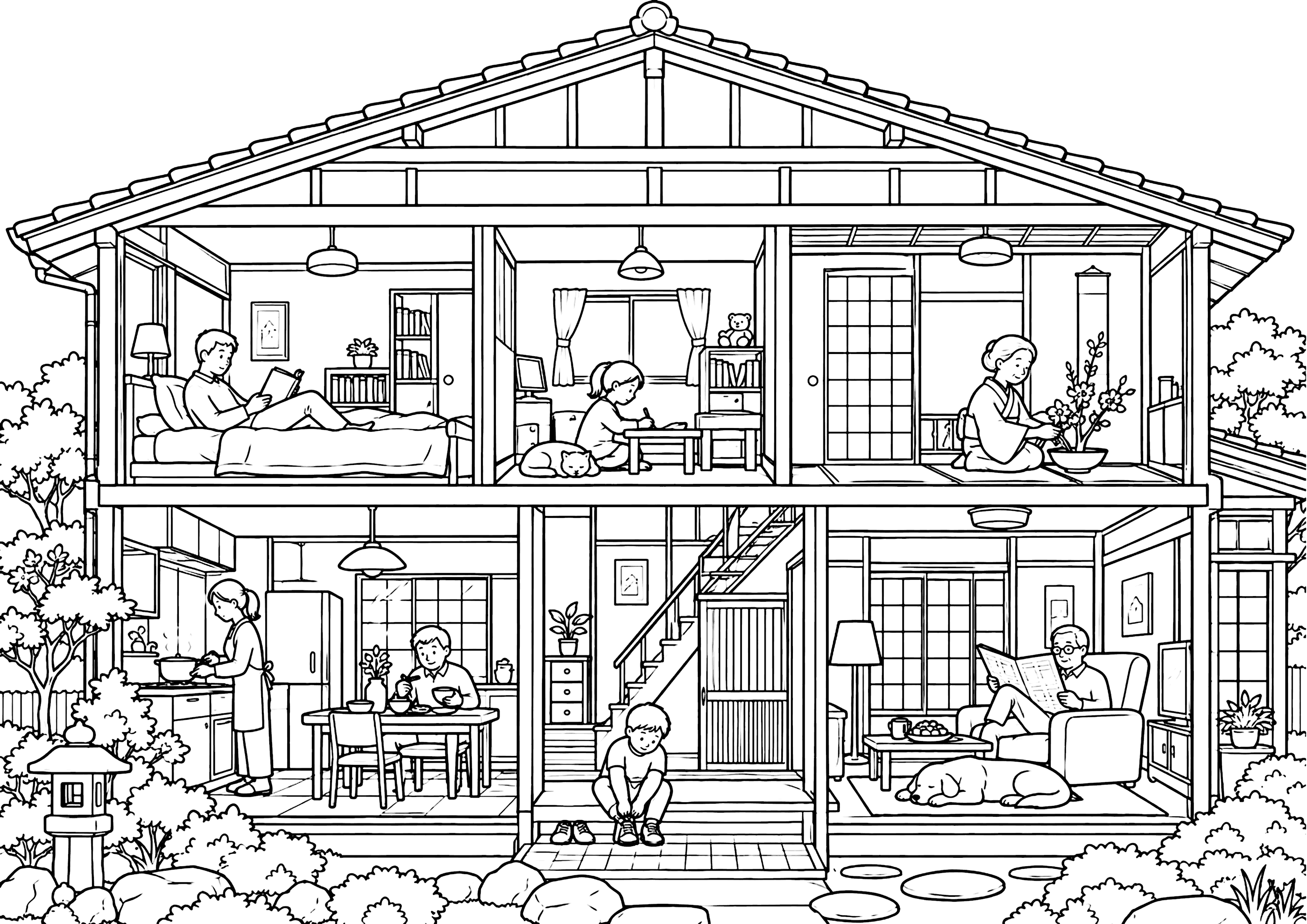 暮らし 塗り絵