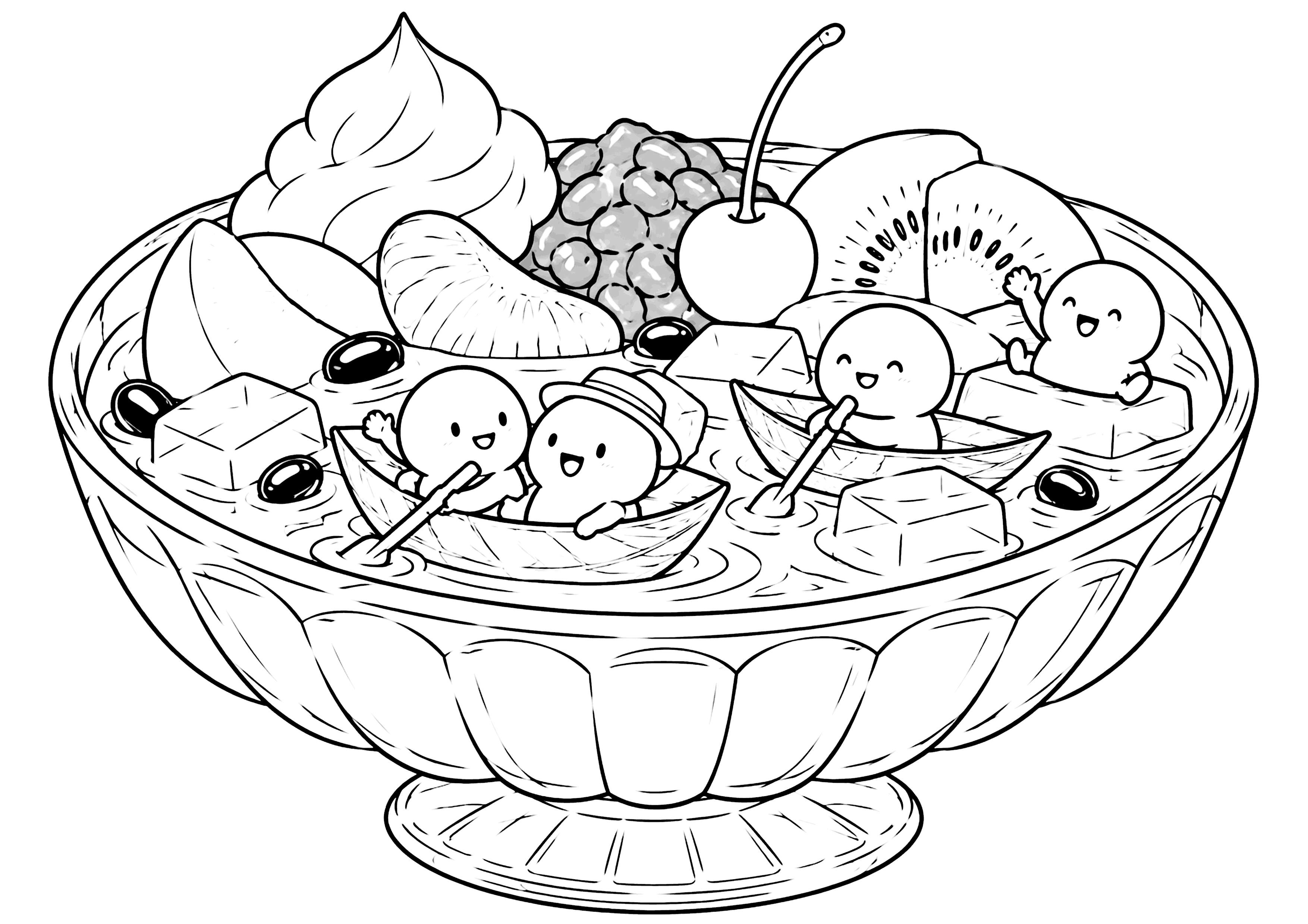 あんみつ 塗り絵