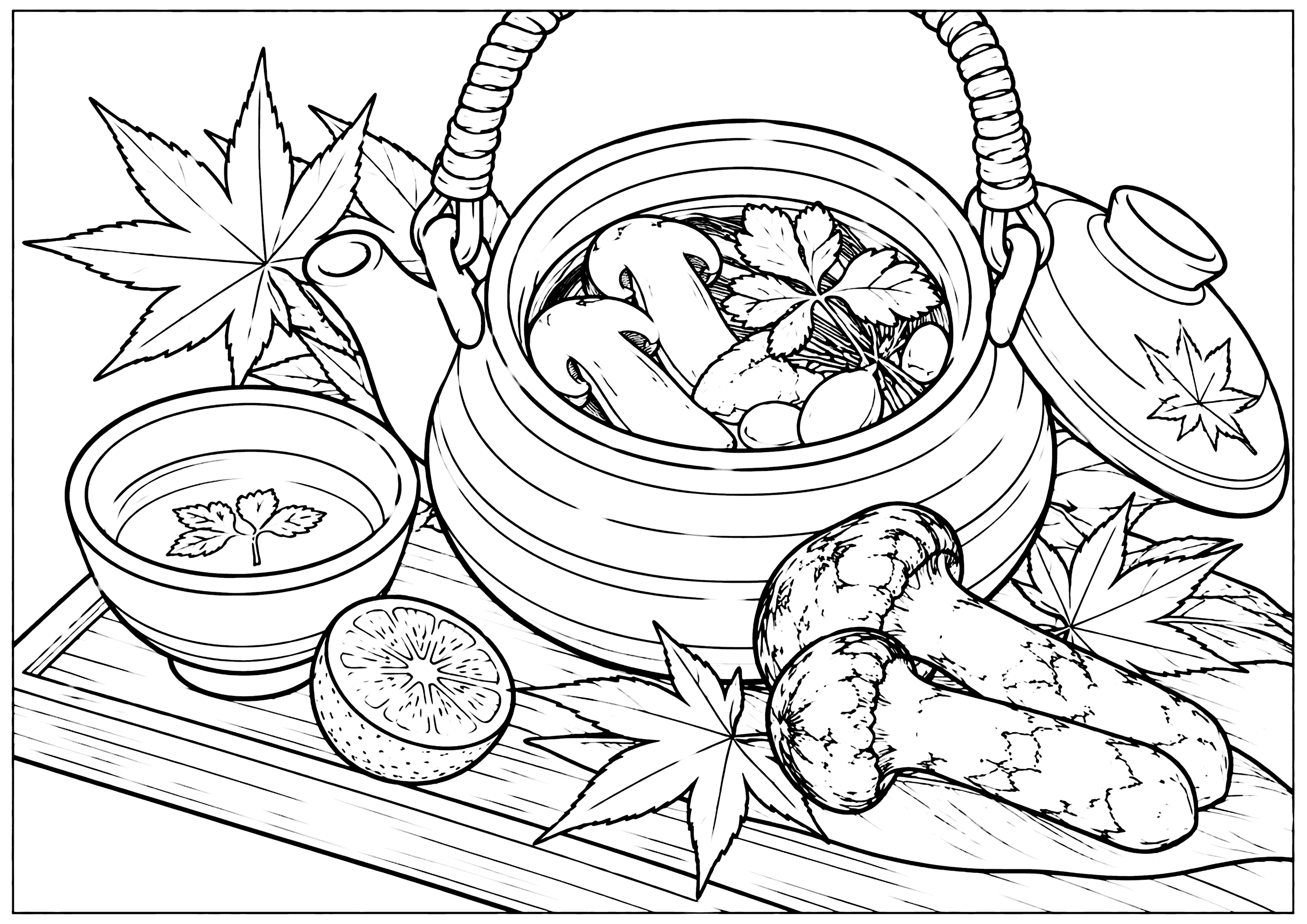 土瓶蒸し 塗り絵